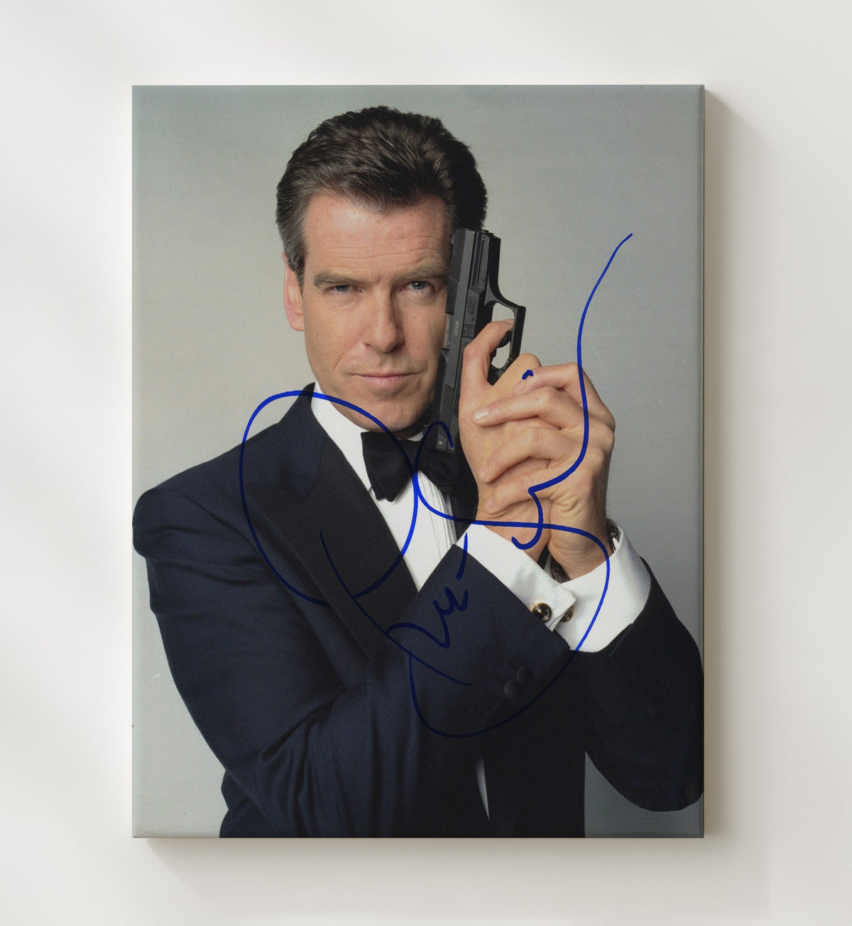 James Bond - Pierce Brosnan - James Bond - Walther Pistol Agent Stare movie wall art 8x10 Beveled Frame