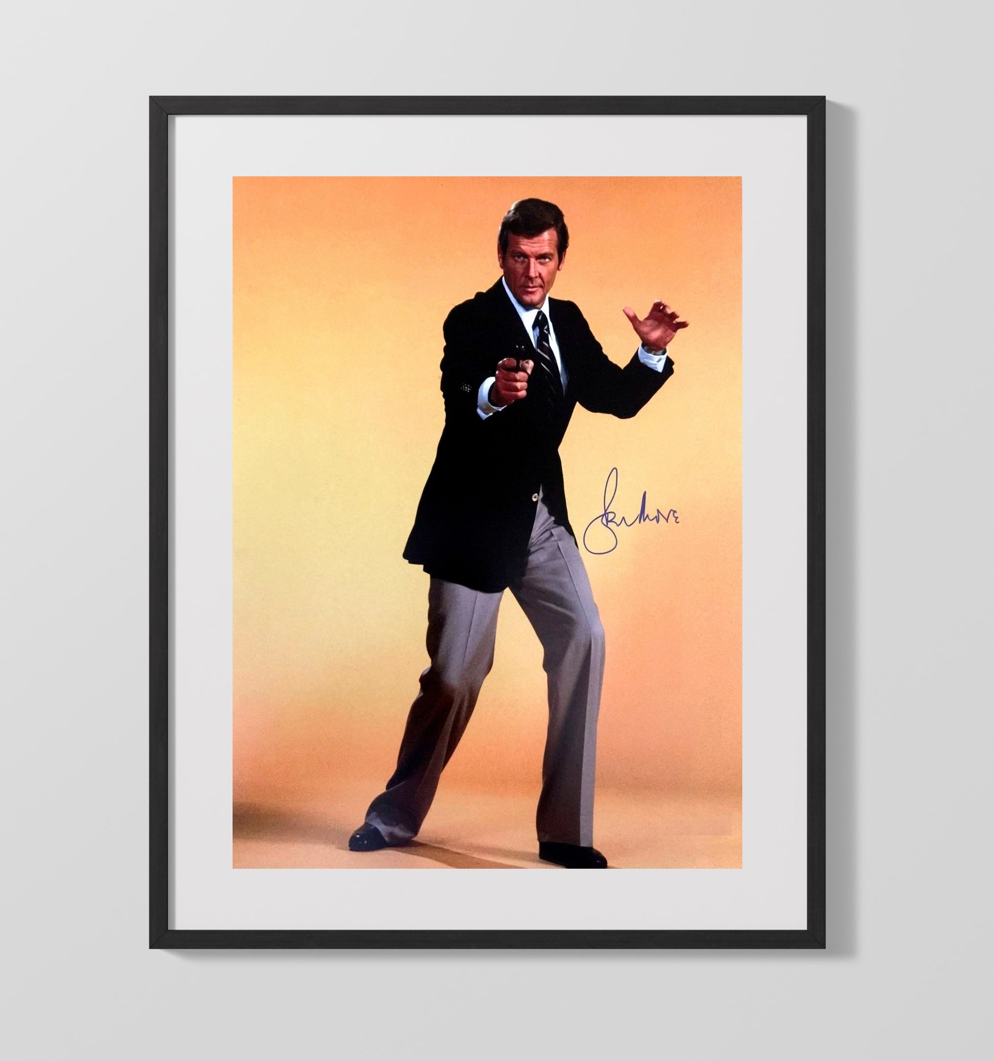 James Bond - Roger Moore - James BondSpy Standoff Vintage Movie Wall Art - 16x20 Gallery Frame movie decor