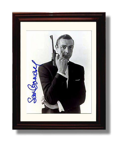 James Bond - Sean Connery - James Bond - Black-and-White Gun Photograph movie wall art 8x10 Beveled Frame
