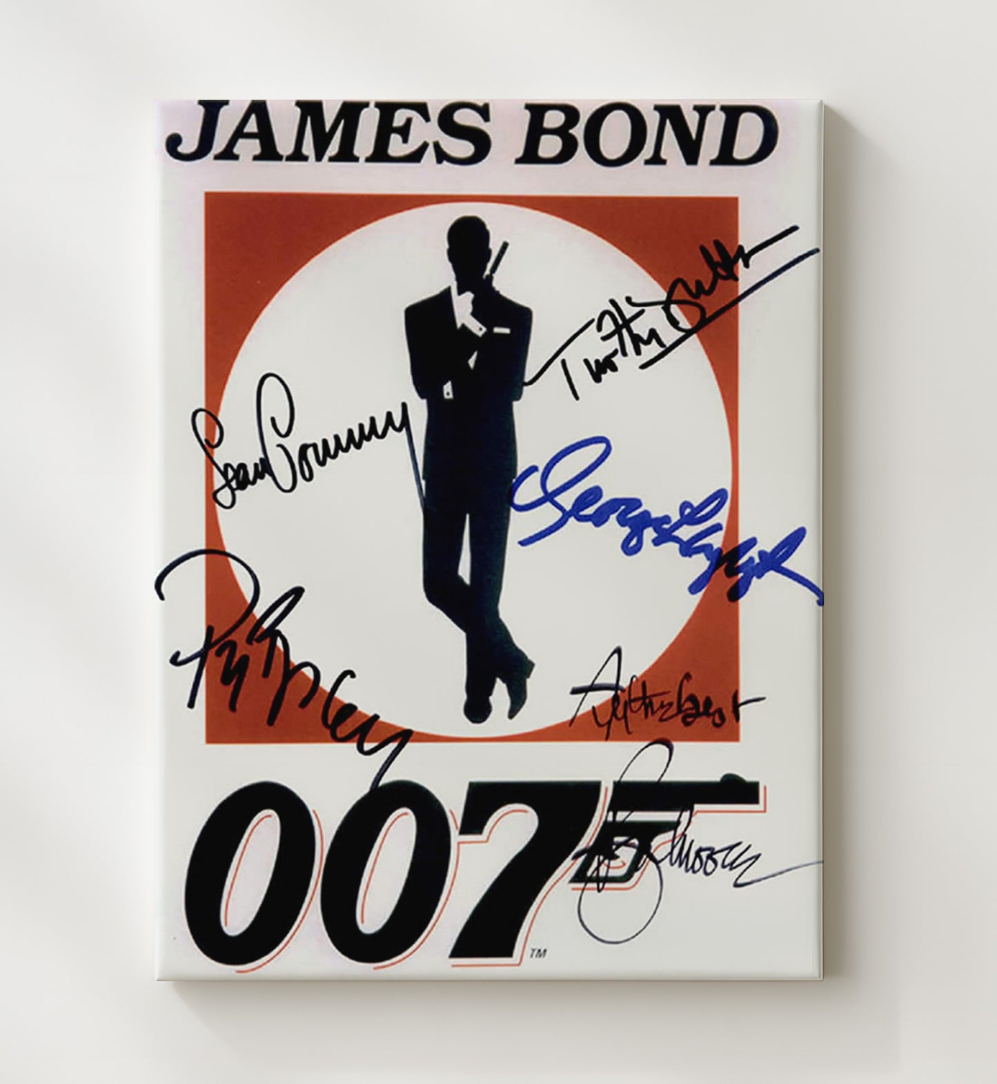James Bond - Sean Connery - James BondEnsemble Cast 007 Logo Poster Vintage Movie Wall Art - 20x24 Canvas movie decor