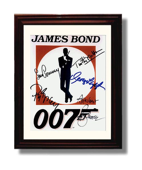 James Bond - Sean Connery - James Bond - Ensemble Cast 007 Logo Poster movie wall art 8x10 Beveled Frame