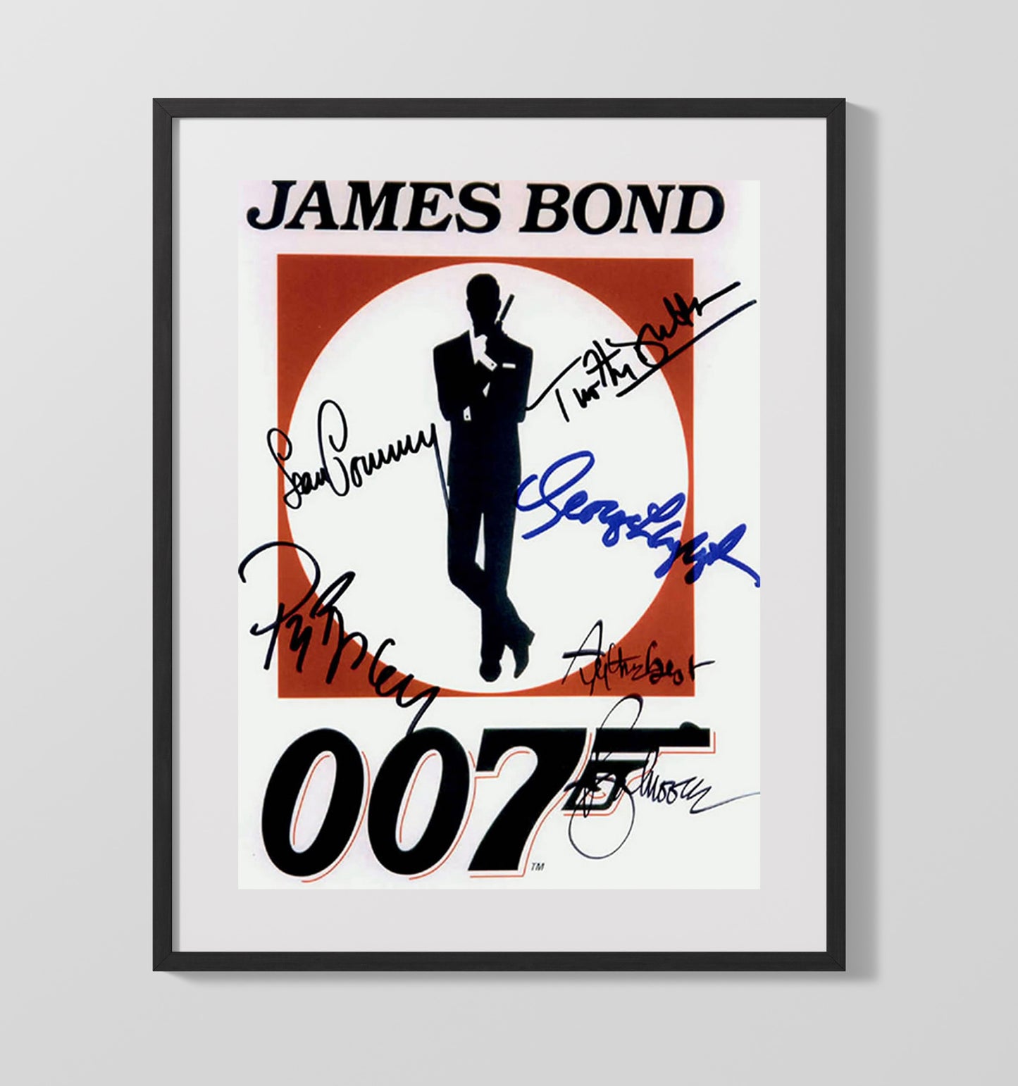James Bond - Sean Connery - James BondEnsemble Cast 007 Logo Poster Vintage Movie Wall Art - 16x20 Gallery Frame movie decor