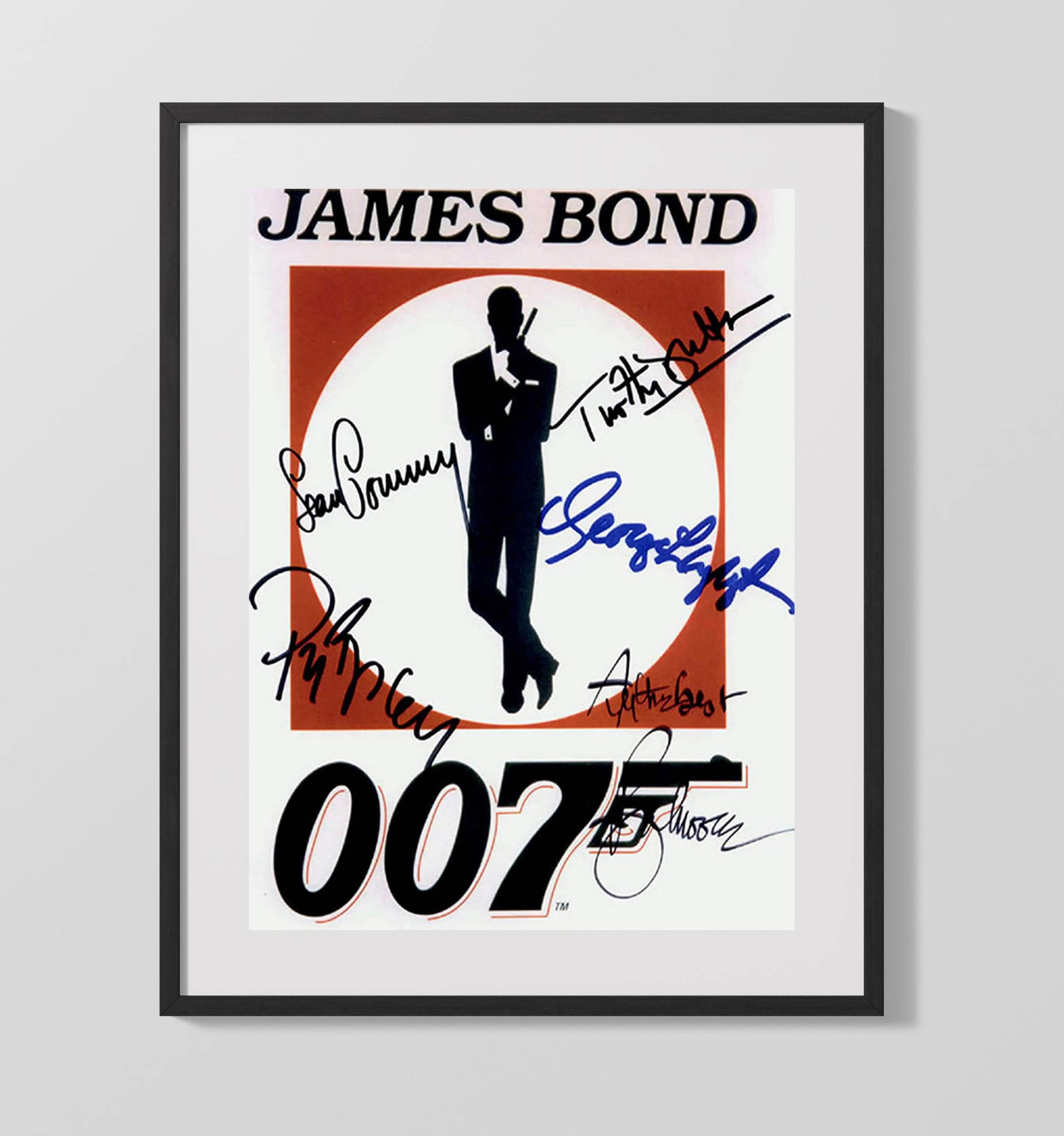 James Bond - Sean Connery - James BondEnsemble Cast 007 Logo Poster Vintage Movie Wall Art - 16x20 Gallery Frame movie decor