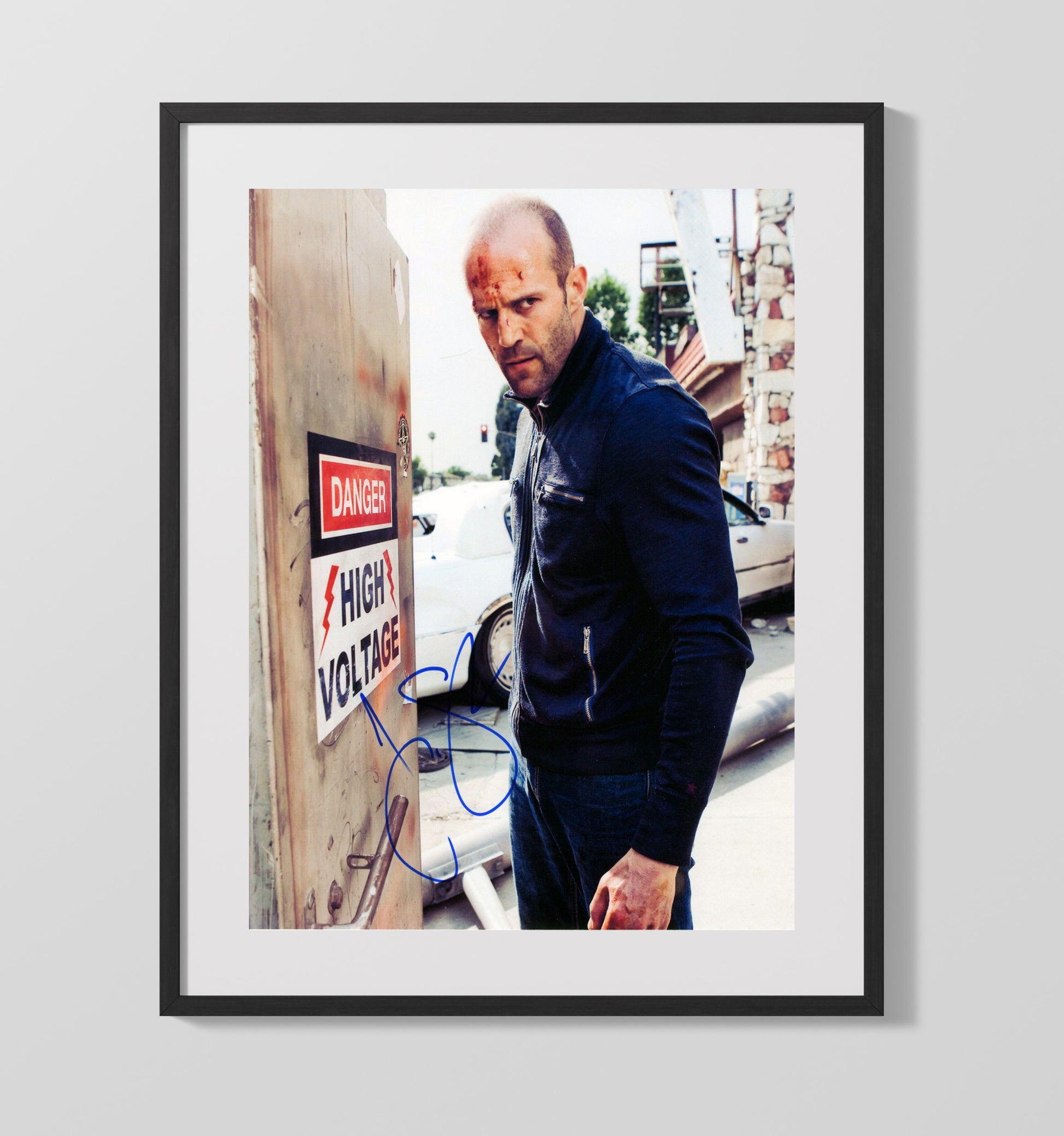 Jason Statham - Gritty Action Hero Intense Stare Vintage Movie Wall Art - 16x20 Gallery Frame movie decor
