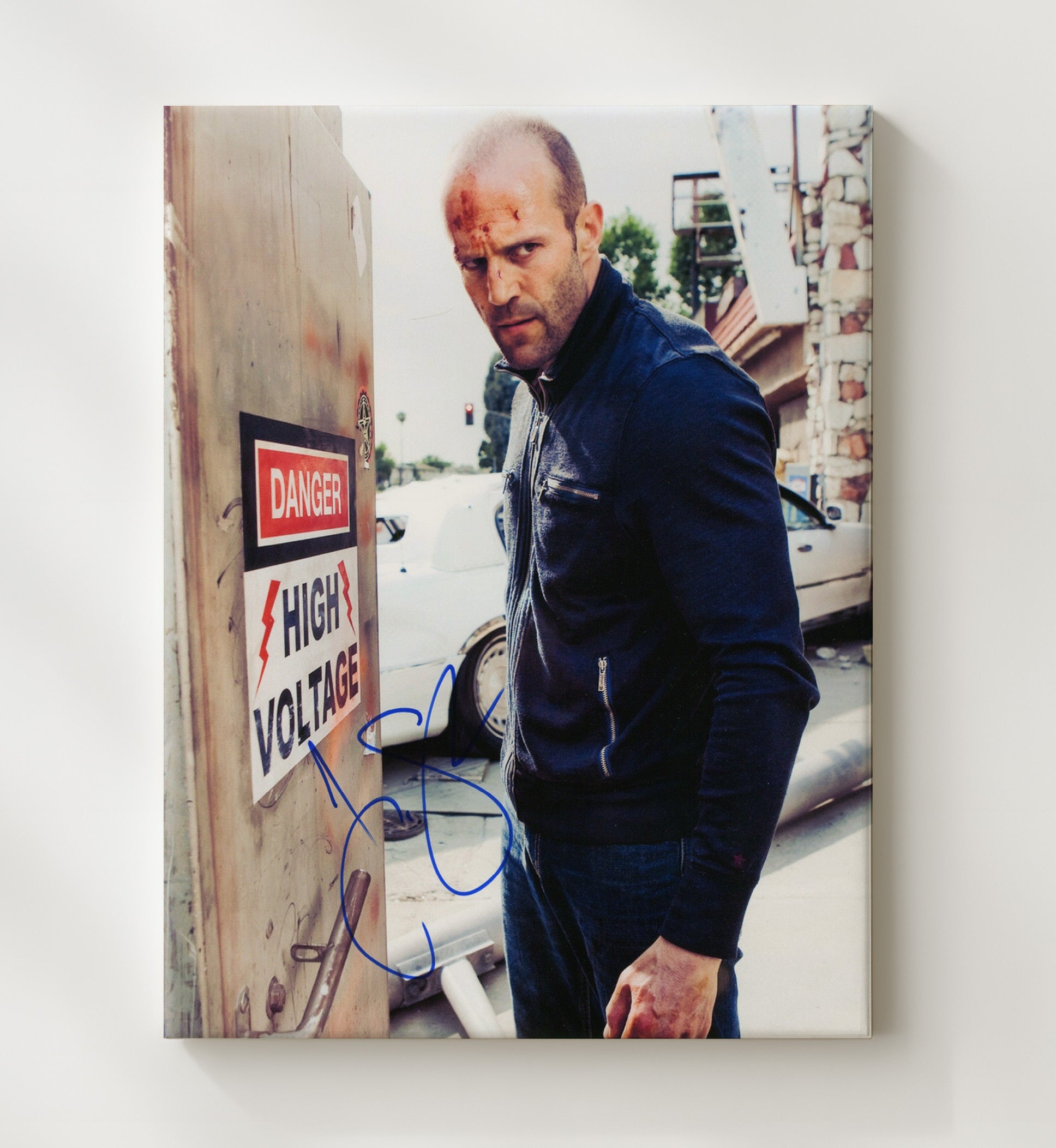 Jason Statham - Gritty Action Hero Intense Stare Vintage Movie Wall Art - 20x24 Canvas movie decor