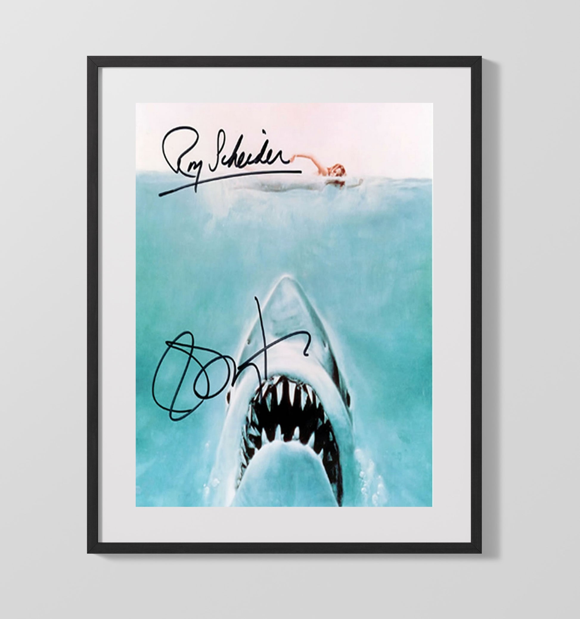 Jaws - Great White Shark Attacks Swimmer Classic Poster movie wall art 16x20 Gallery Frame