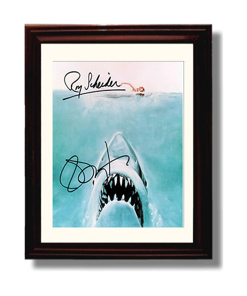 Jaws - Great White Shark Attacks Swimmer Classic Poster movie wall art 8x10 Beveled Frame