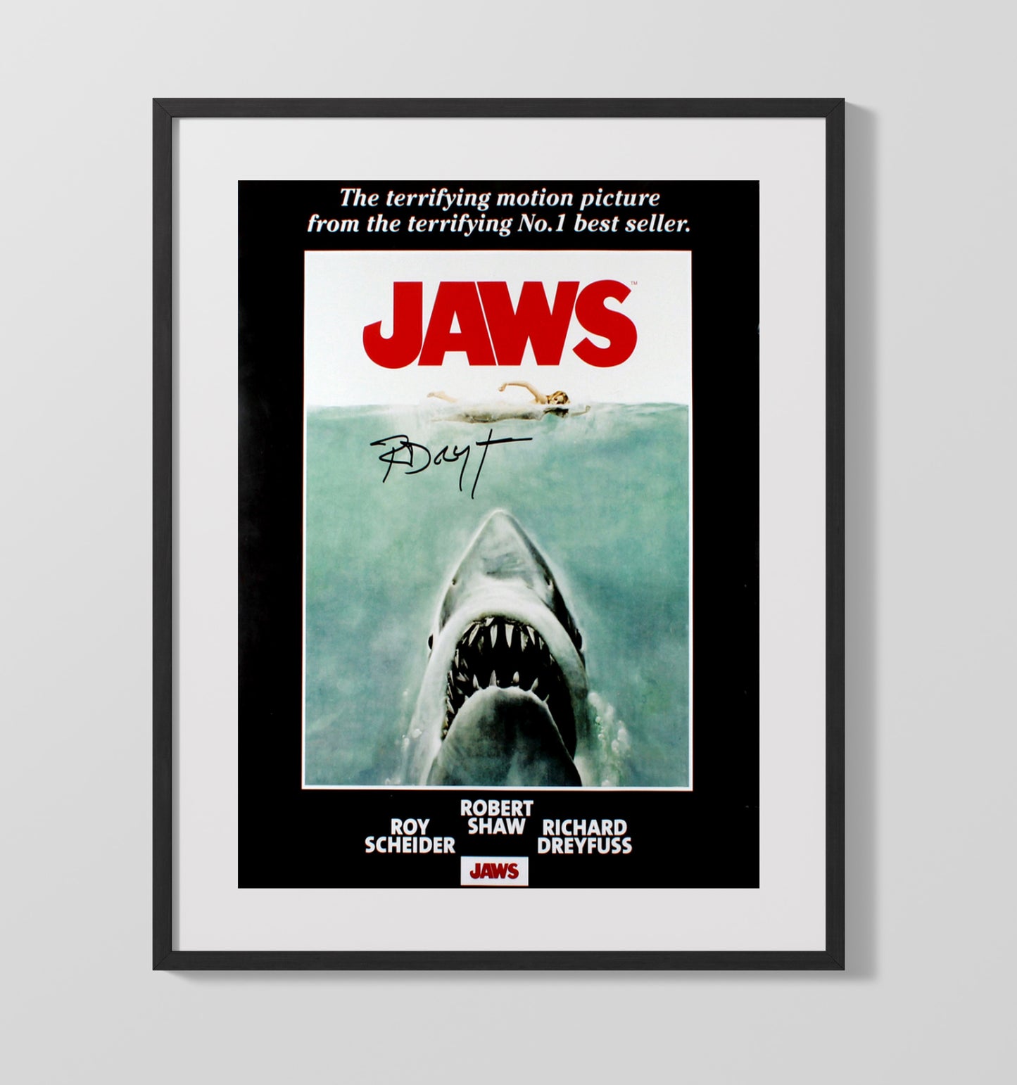 Jaws - Richard Dreyfuss - Matt HooperOceanographer Diving Gear Montage Vintage Movie Wall Art - 16x20 Gallery Frame movie decor