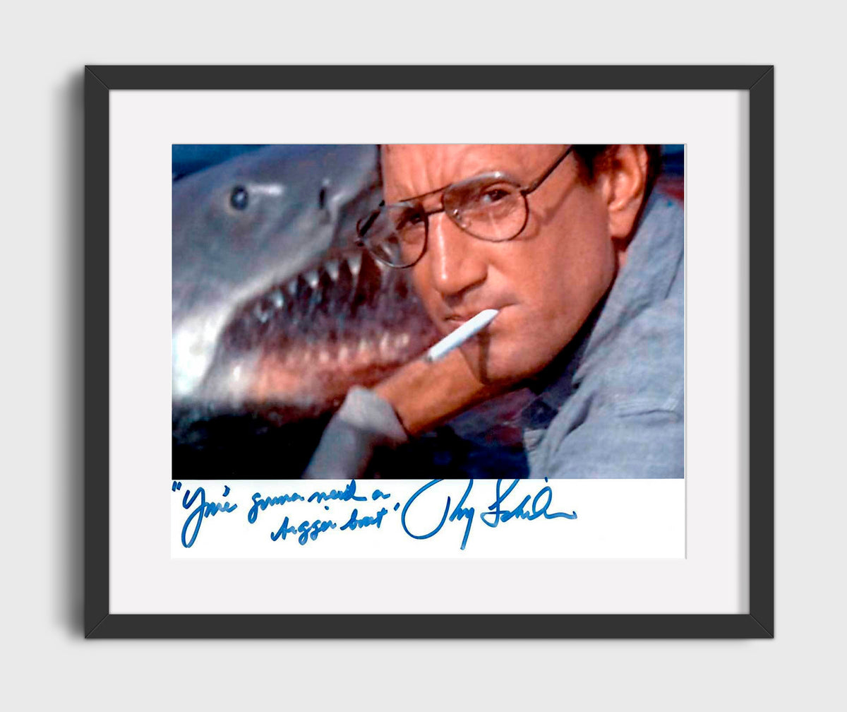 Jaws - Roy Scheider - Bigger boat required movie wall art 16x20 Gallery Frame