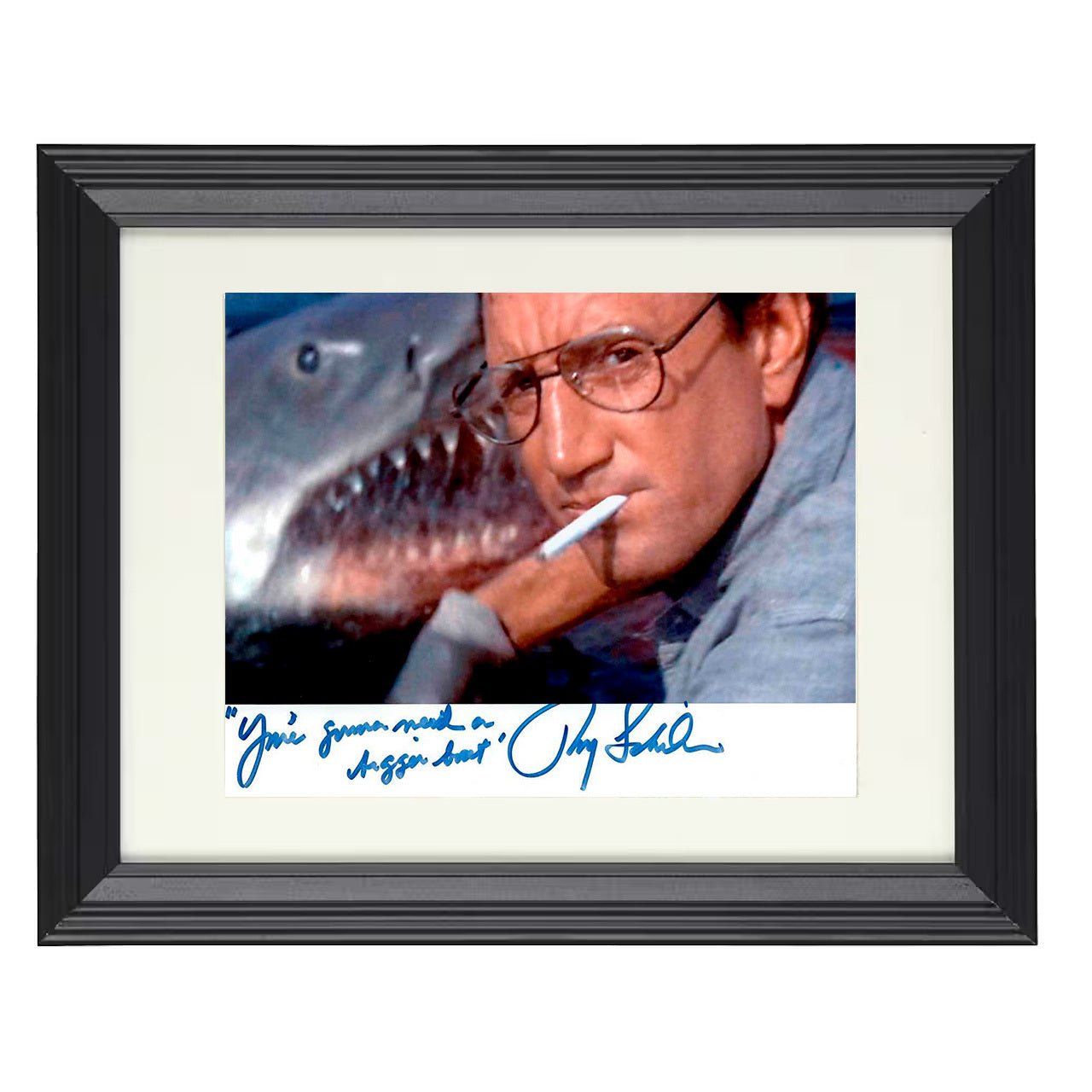 Jaws – Roy Scheider – Bigger Boat Required Image – 8x10 black beveled framed movie wall art