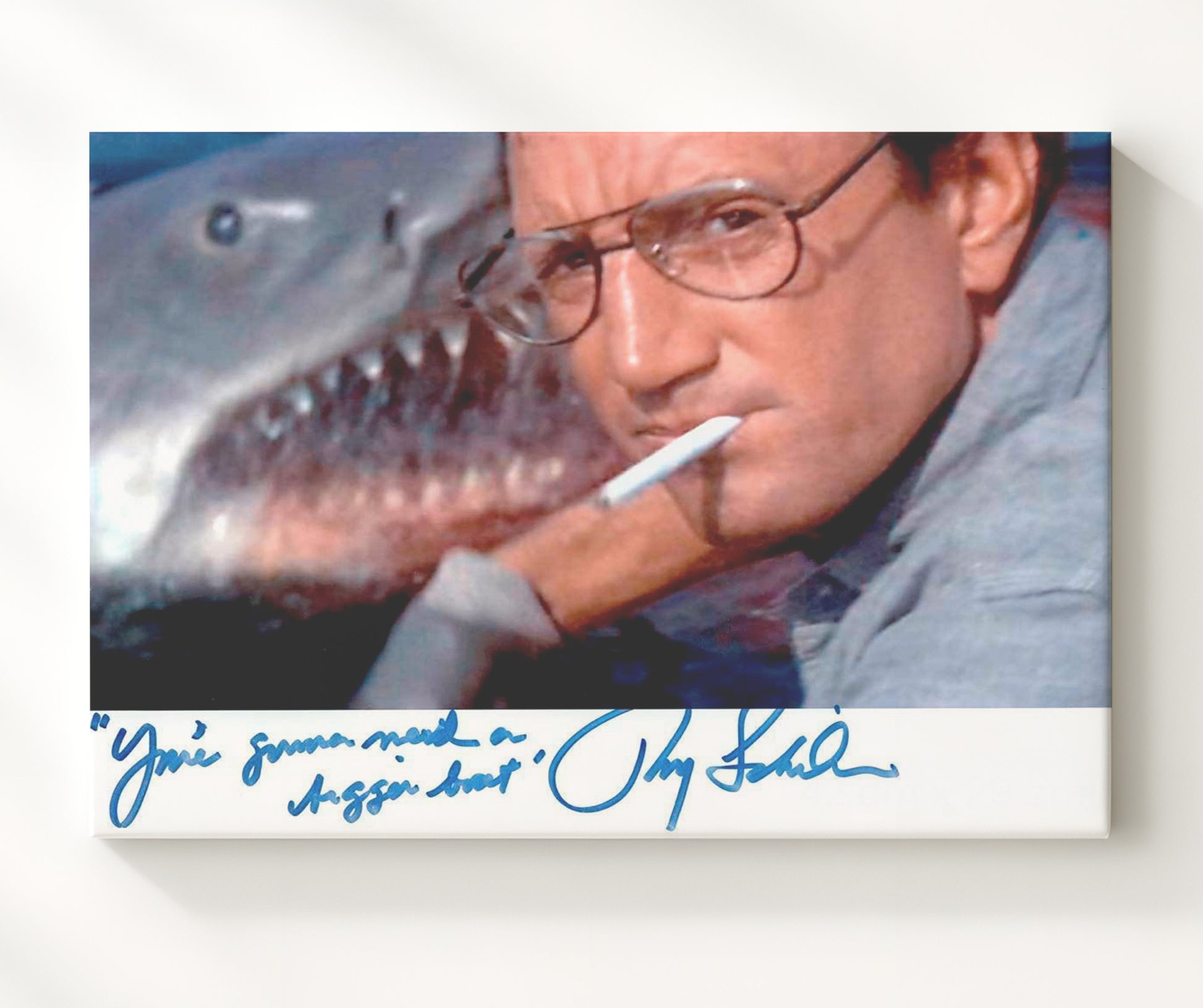 Jaws - Roy Scheider - Bigger boat required Vintage Movie Wall Art - 20x24 Canvas movie decor