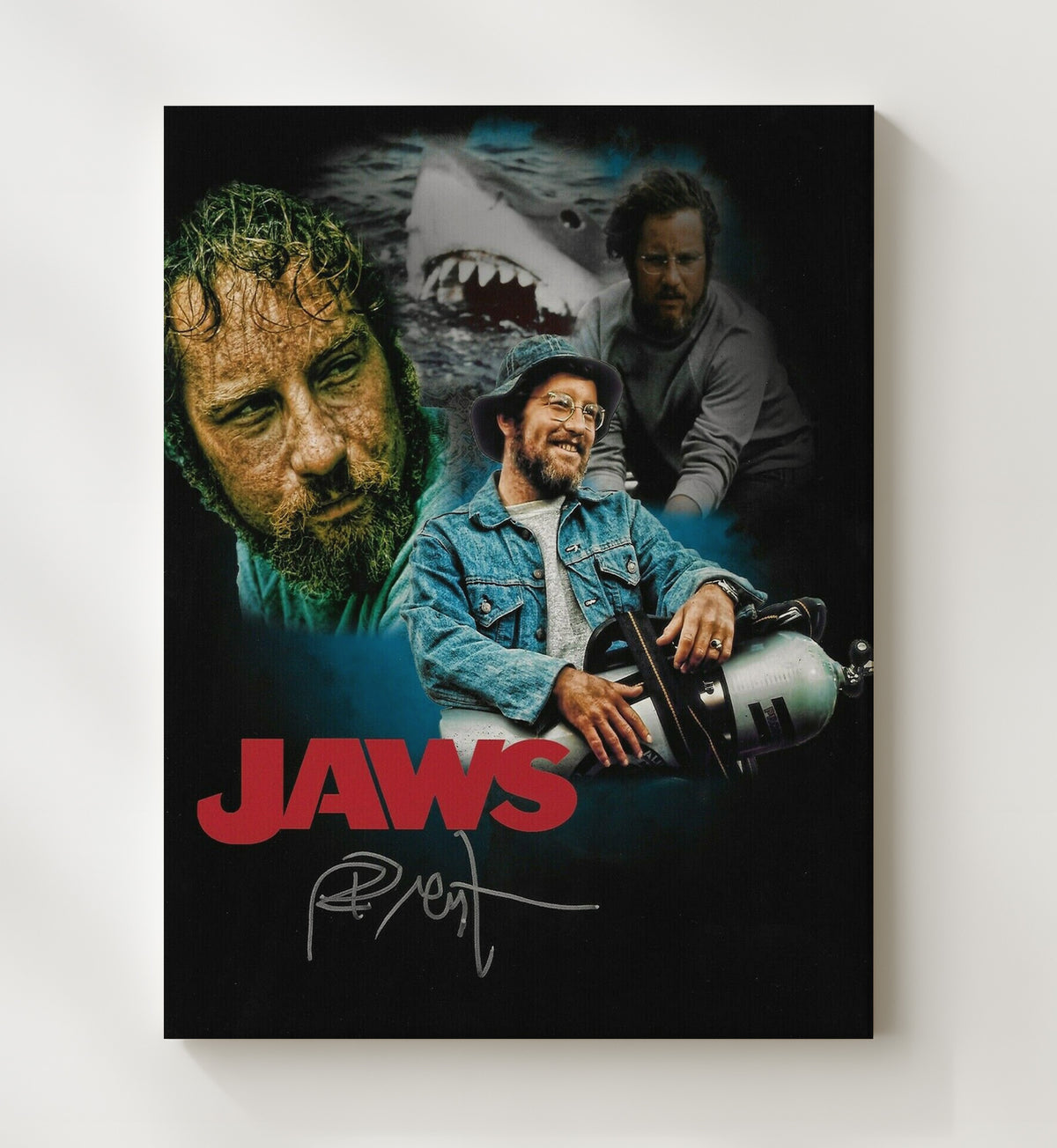 Jaws - Shark Rising Toward Swimmer Classic Poster Artwork movie wall art 20x24 Canvas