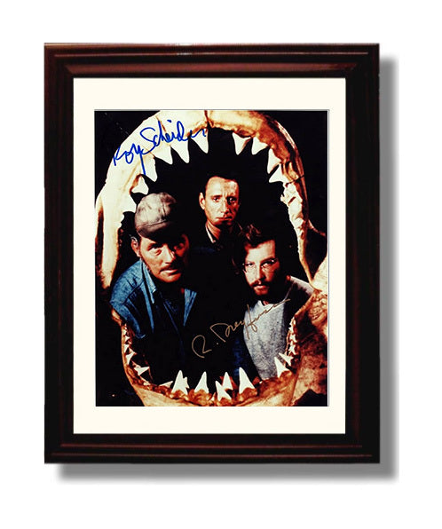 Jaws Cast - Shark-Sized Terror movie wall art 8x10 Beveled Frame
