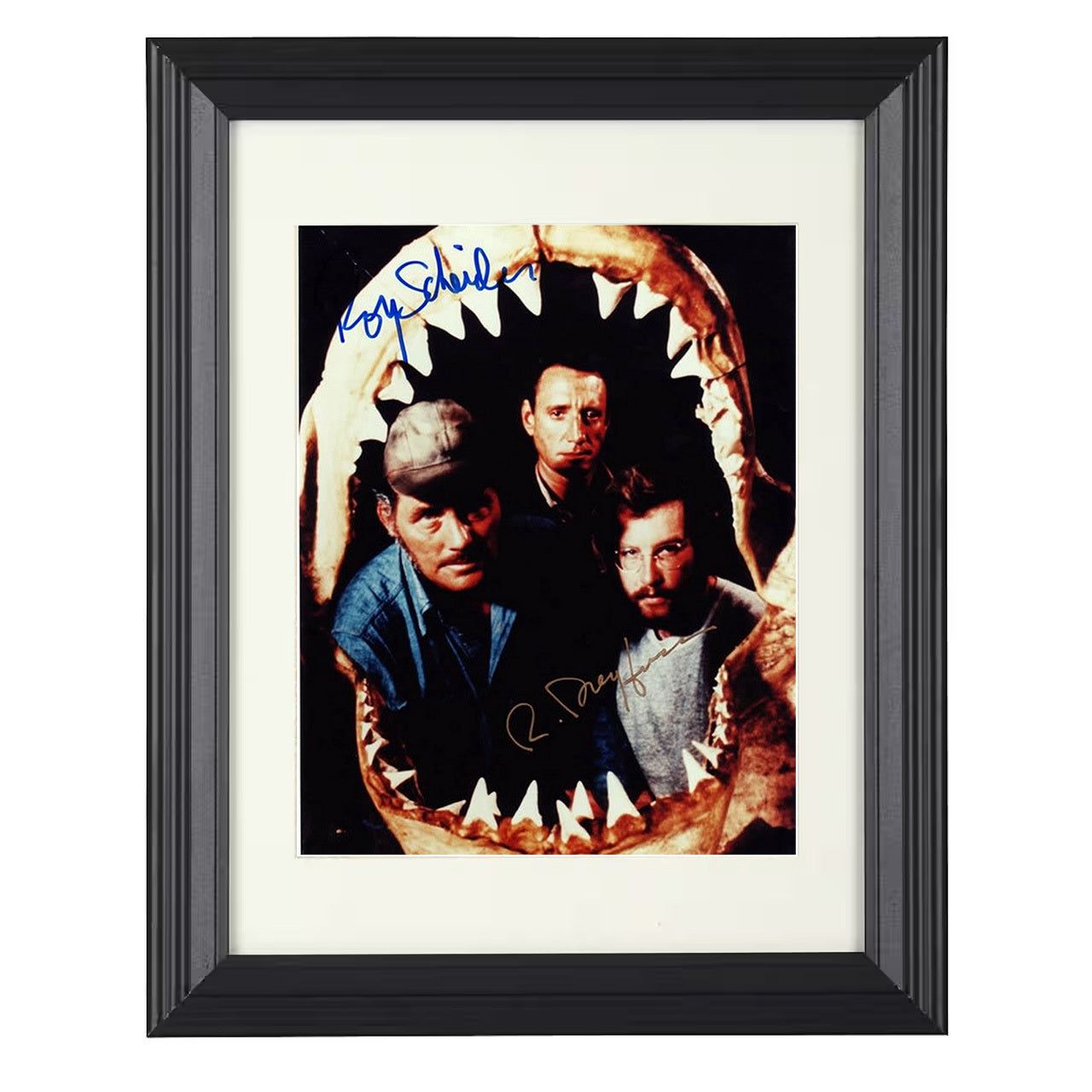 Jaws Cast – Shark-Sized Terror Image – 8x10 black beveled framed movie wall art