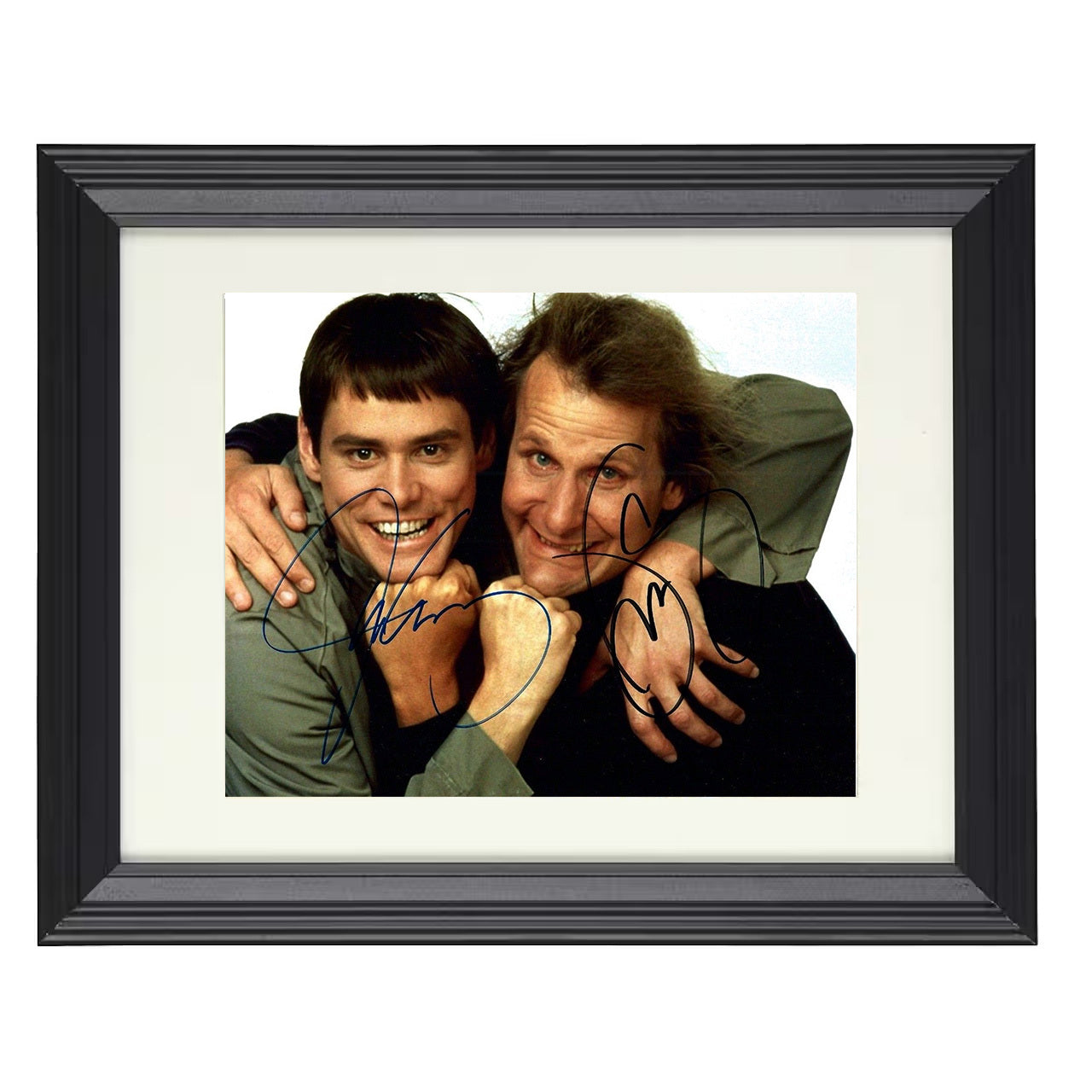 Jim Carrey and Jeff Daniels – Dumb and Dunces Image – 8x10 black beveled framed movie wall art