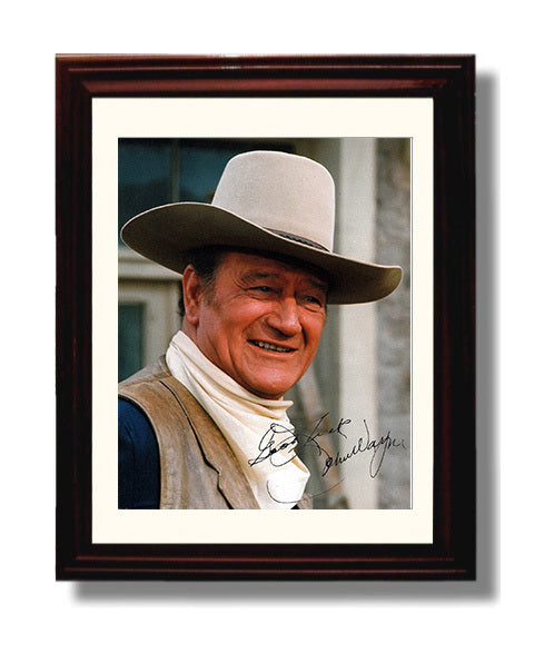 John Wayne - Iconic Western Cowboy Hat Photograph movie wall art 8x10 Beveled Frame