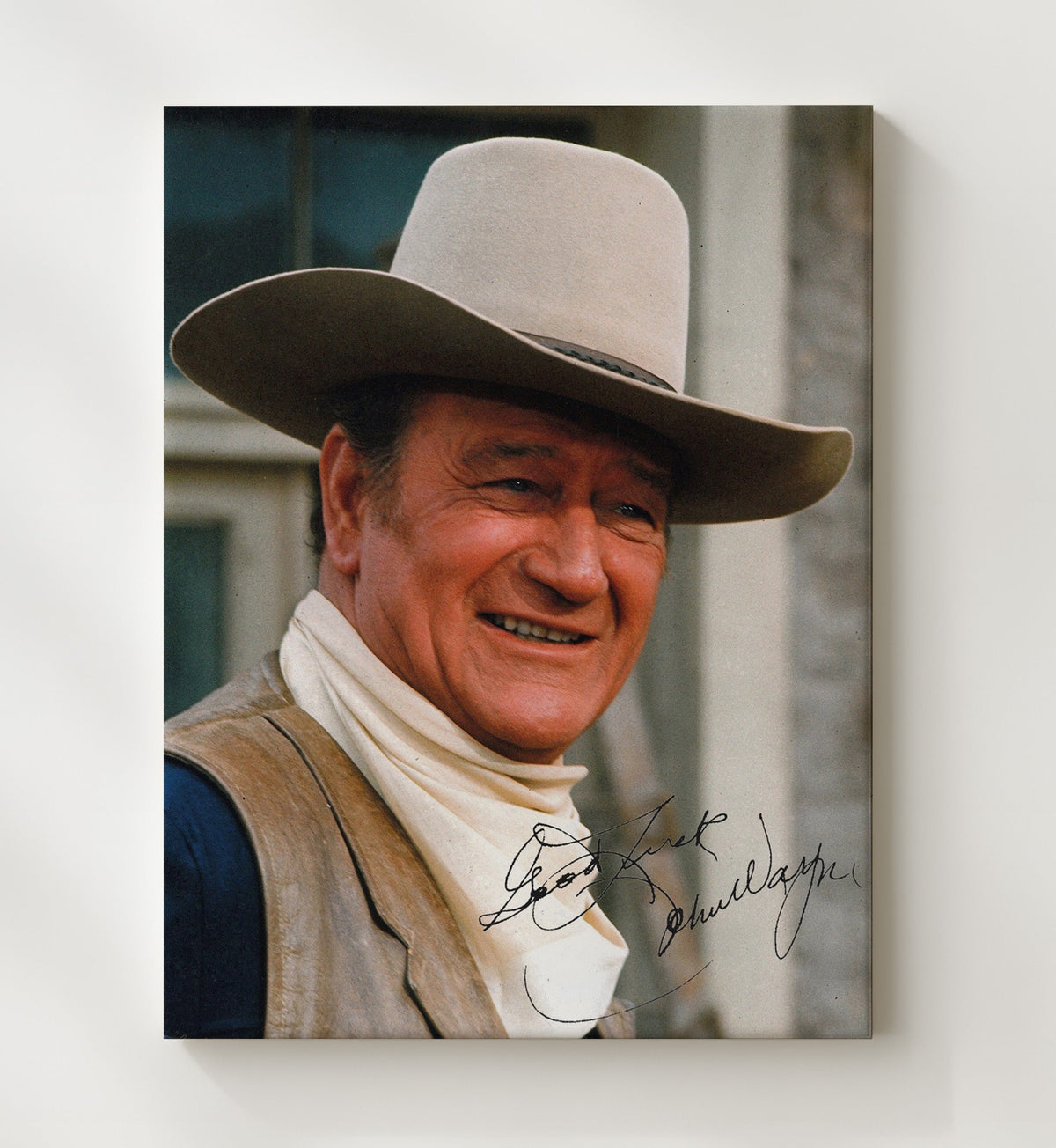 John Wayne - Iconic Western Cowboy Hat Photograph movie wall art 8x10 Beveled Frame