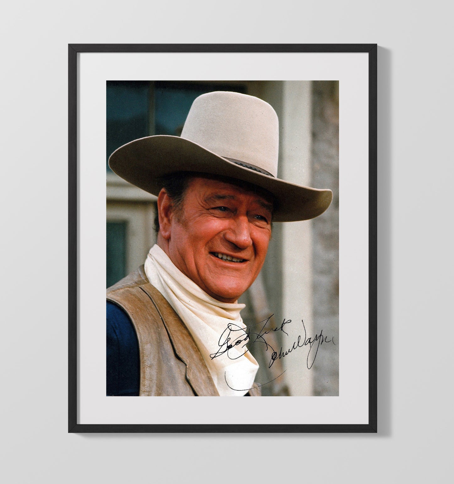 John Wayne - Iconic Western Cowboy Hat Portrait Vintage Movie Wall Art - 16x20 Gallery Frame movie decor