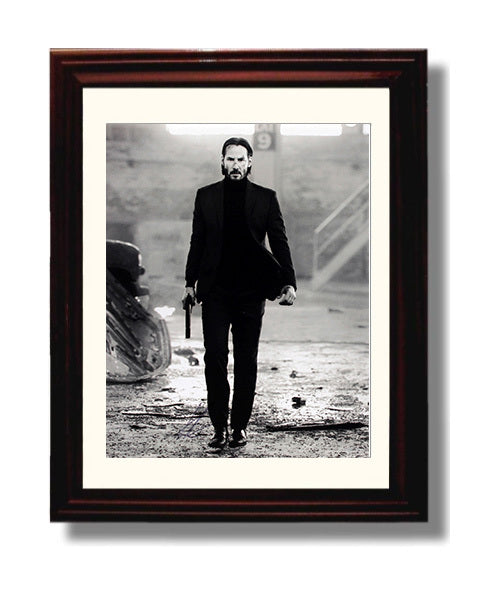 John Wick - Keanu Reeves Tactical Walk Gun In Hand Signed movie wall art 8x10 Beveled Frame
