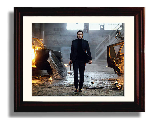 John Wick - Keanu Reeves - John Wick - Slow walk through destruction movie wall art 8x10 Beveled Frame