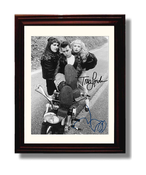 Johnny Depp and Traci Lords - Retro Rockabilly Duo Pose movie wall art 8x10 Beveled Frame