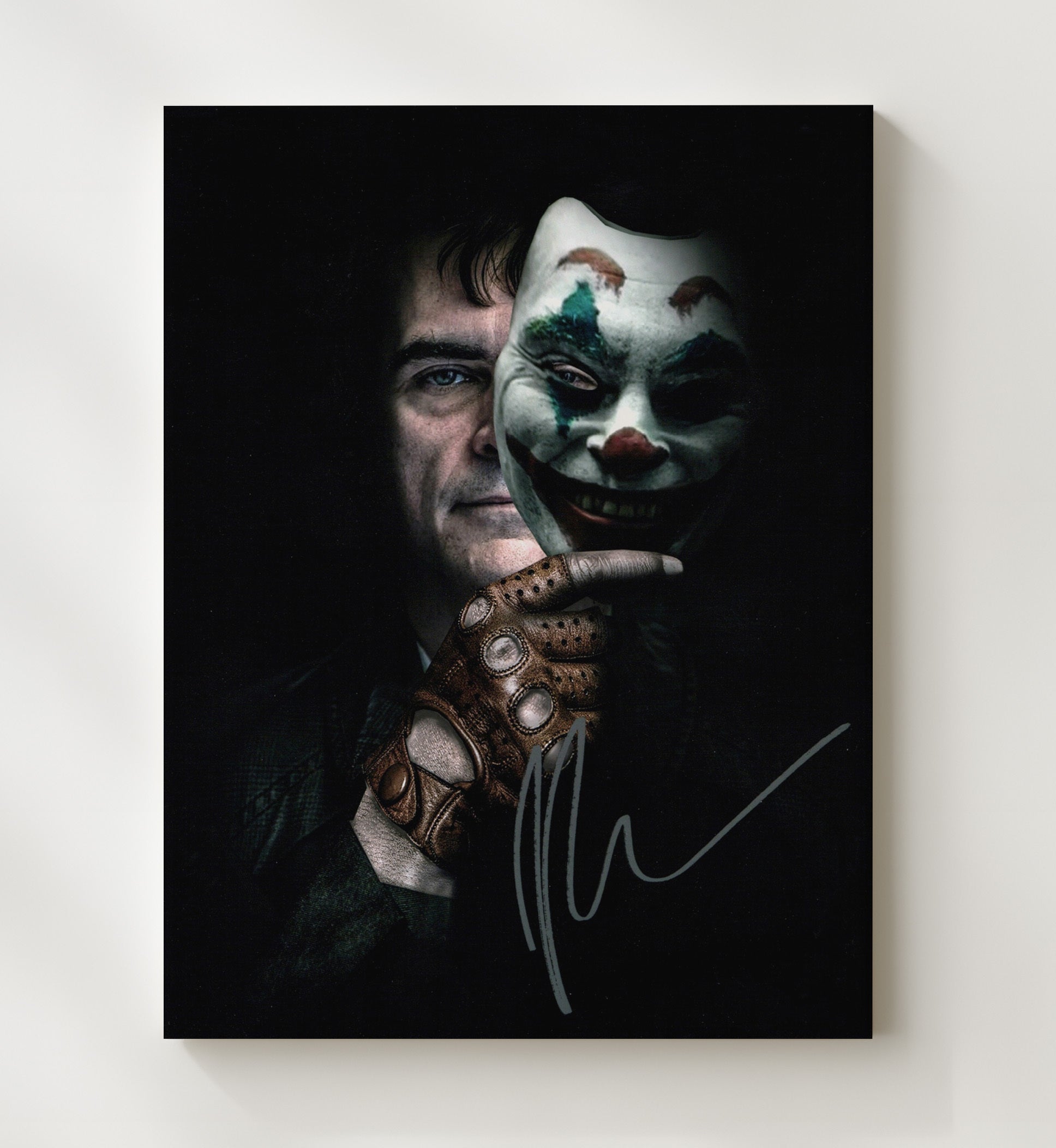 Joker - Joaquin Phoenix Sinister Clown Mask Reveal movie wall art 20x24 Canvas