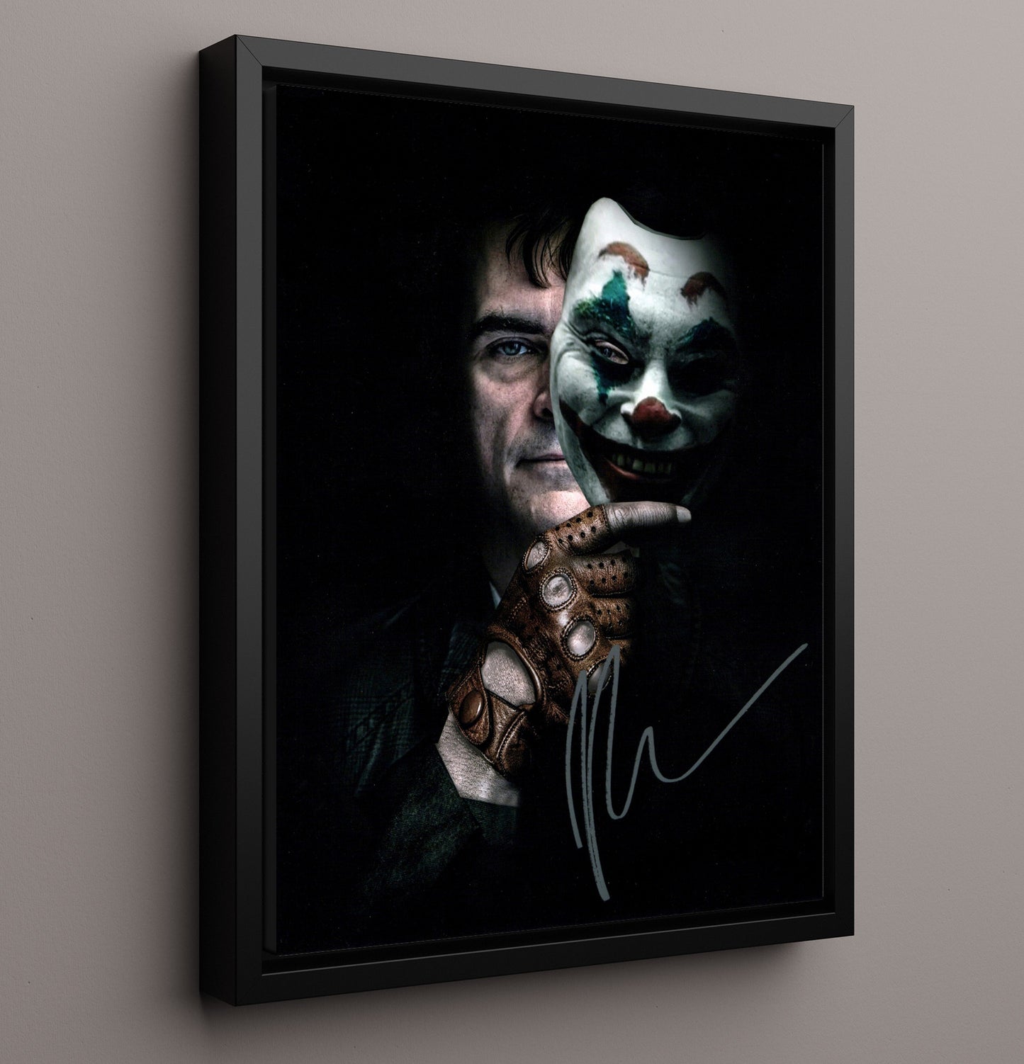 Joker - Joaquin Phoenix Sinister Clown Mask Reveal movie wall art 16x20 Framed Canvas
