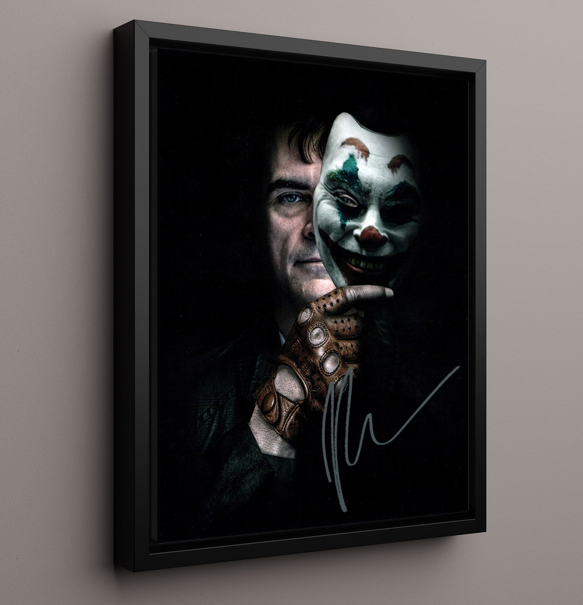 Joker - Joaquin Phoenix Sinister Clown Mask Reveal movie wall art 16x20 Framed Canvas