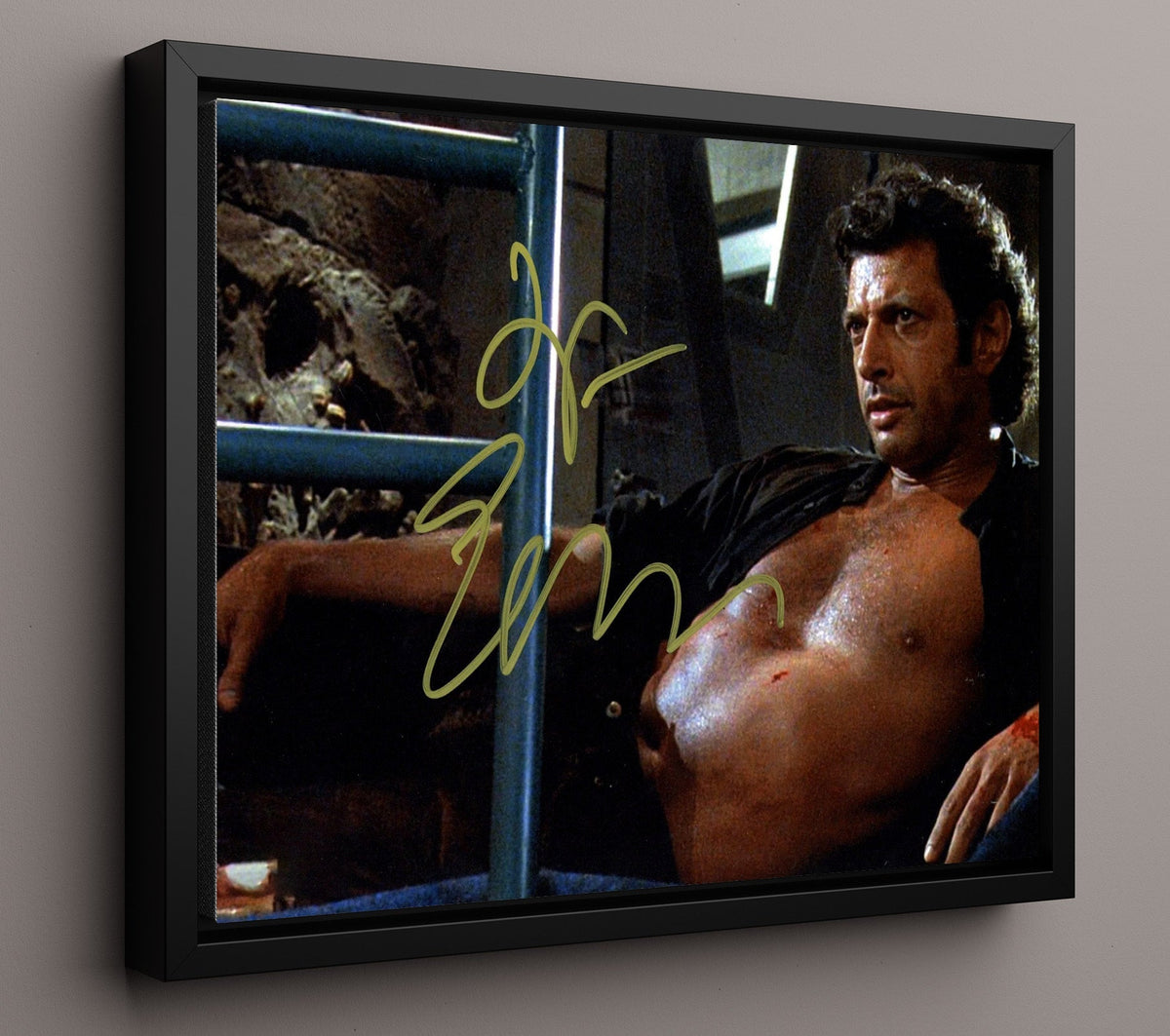 Jurassic Park - Jeff Goldblum - Ian Malcolm - Reclined chaos theory pose movie wall art 16x20 Gallery Frame