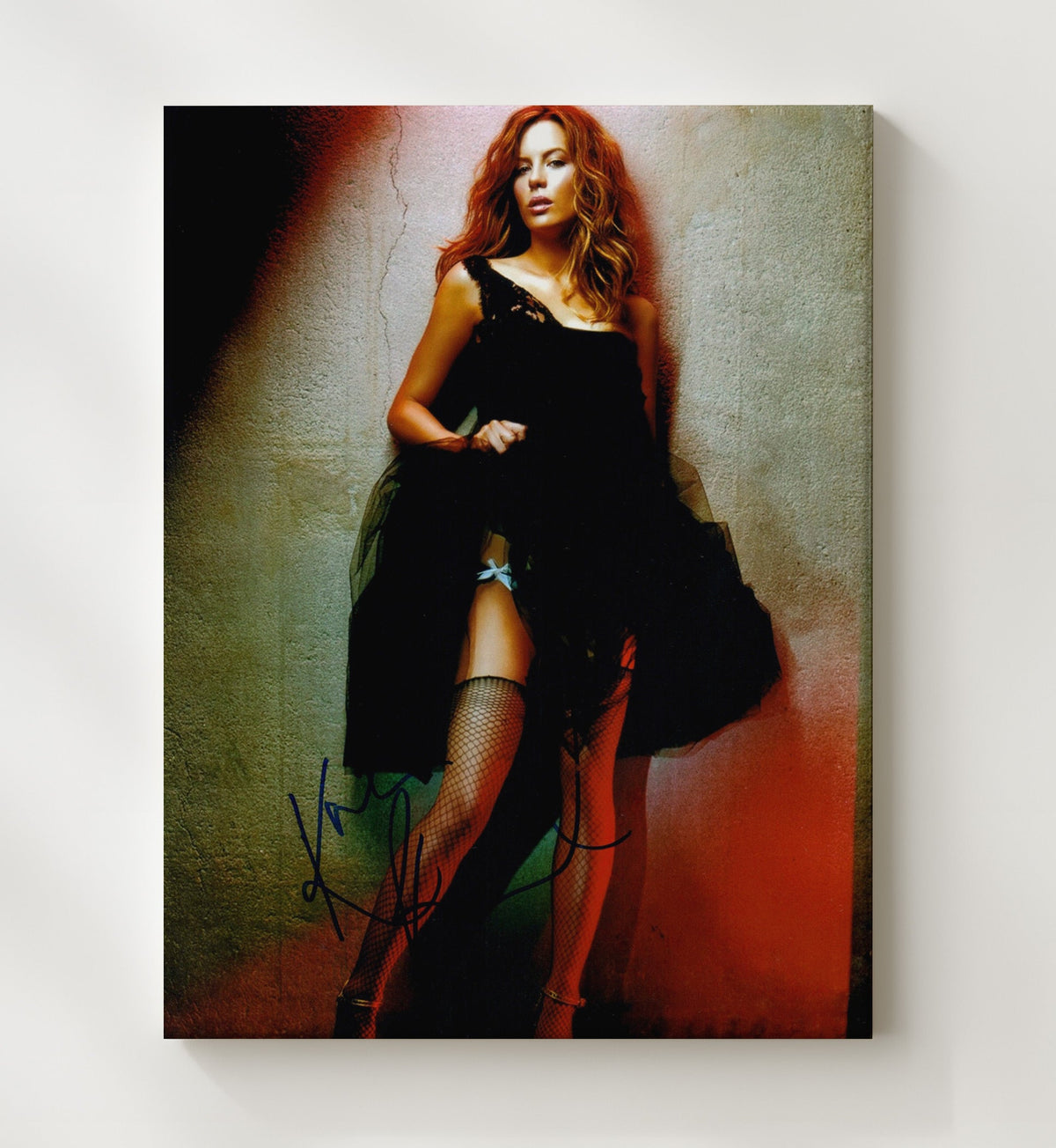 Kate Beckinsale - Black Tulle Dress Fishnet Stockings Fashion Look movie wall art 8x10 Beveled Frame