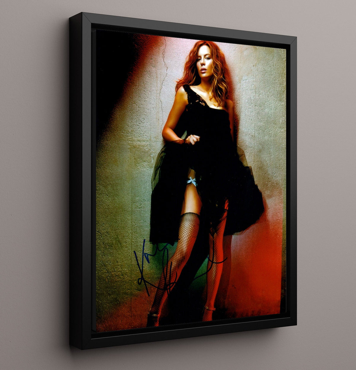 Kate Beckinsale - Black Tulle Dress Fishnet Stockings Fashion Look movie wall art 16x20 Gallery Frame
