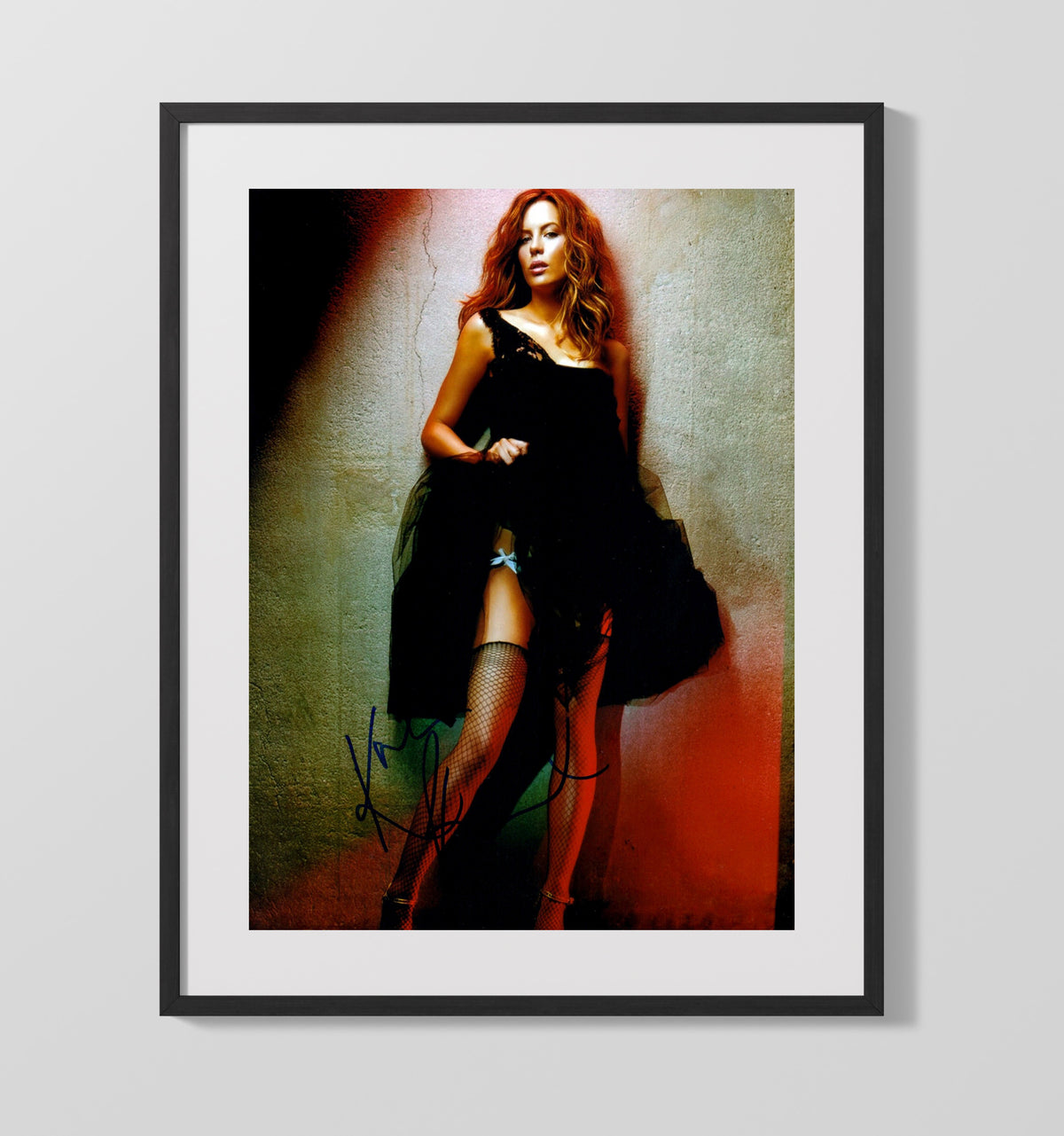 Kate Beckinsale - Black Tulle Dress Fishnet Stockings Fashion Look movie wall art 16x20 Gallery Frame