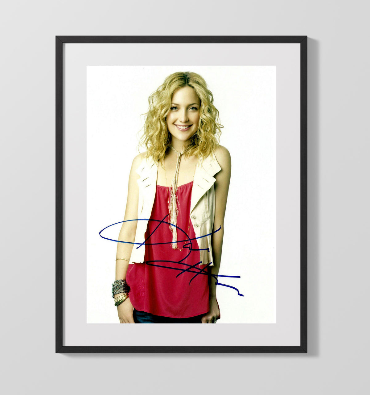 Kate Hudson - Red Blouse Cream Vest Smiling Blonde movie wall art 16x20 Gallery Frame