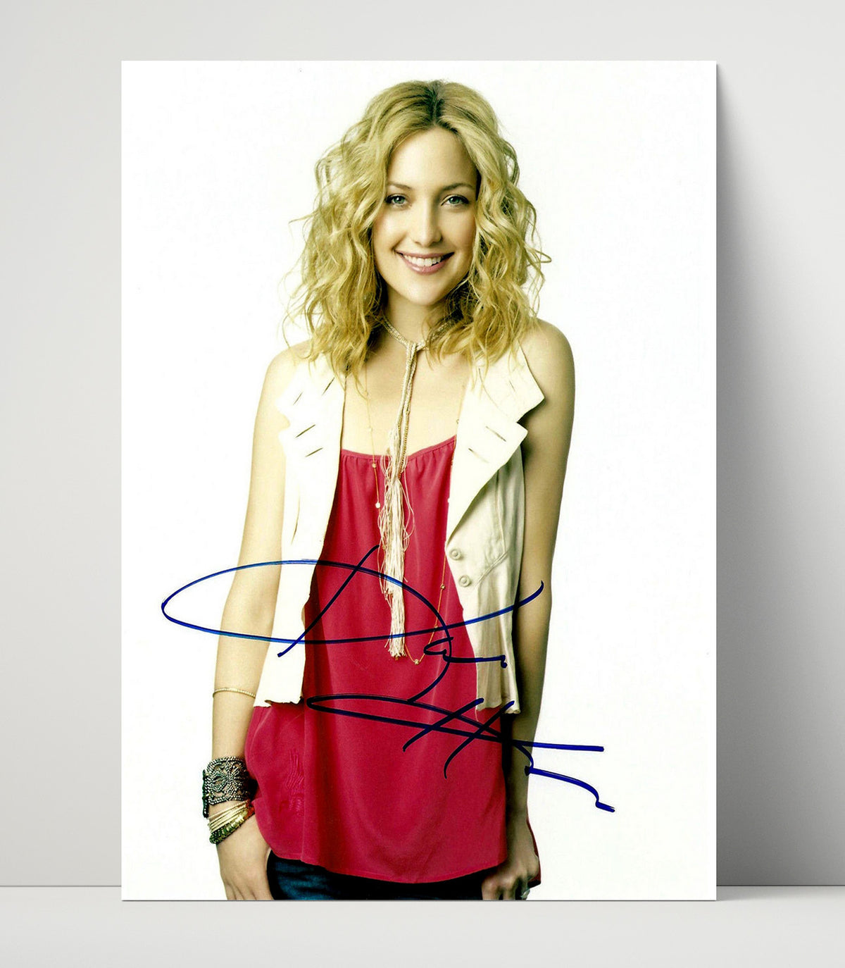 Kate Hudson - Red Blouse Cream Vest Smiling Blonde movie wall art 16x20 Unframed Print