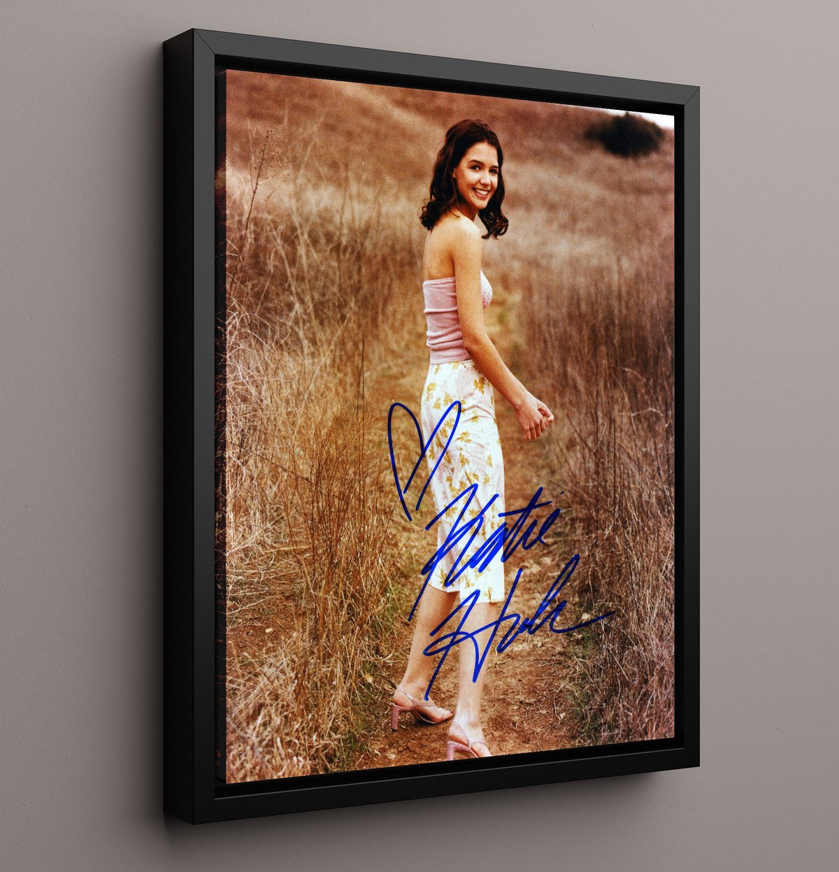 Katie Holmes - Meadow Path Over Shoulder Walk movie wall art 16x20 Framed Canvas