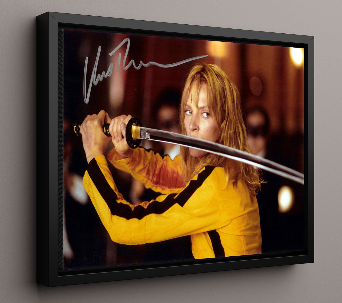 Kill Bill - Uma Thurman - The Bride - Katana Standoff movie wall art 16x20 Framed Canvas