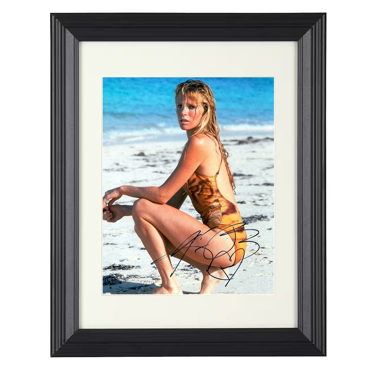 Kim Basinger – Beach Swimsuit Seaside Look – 8x10 black beveled framed movie wall art