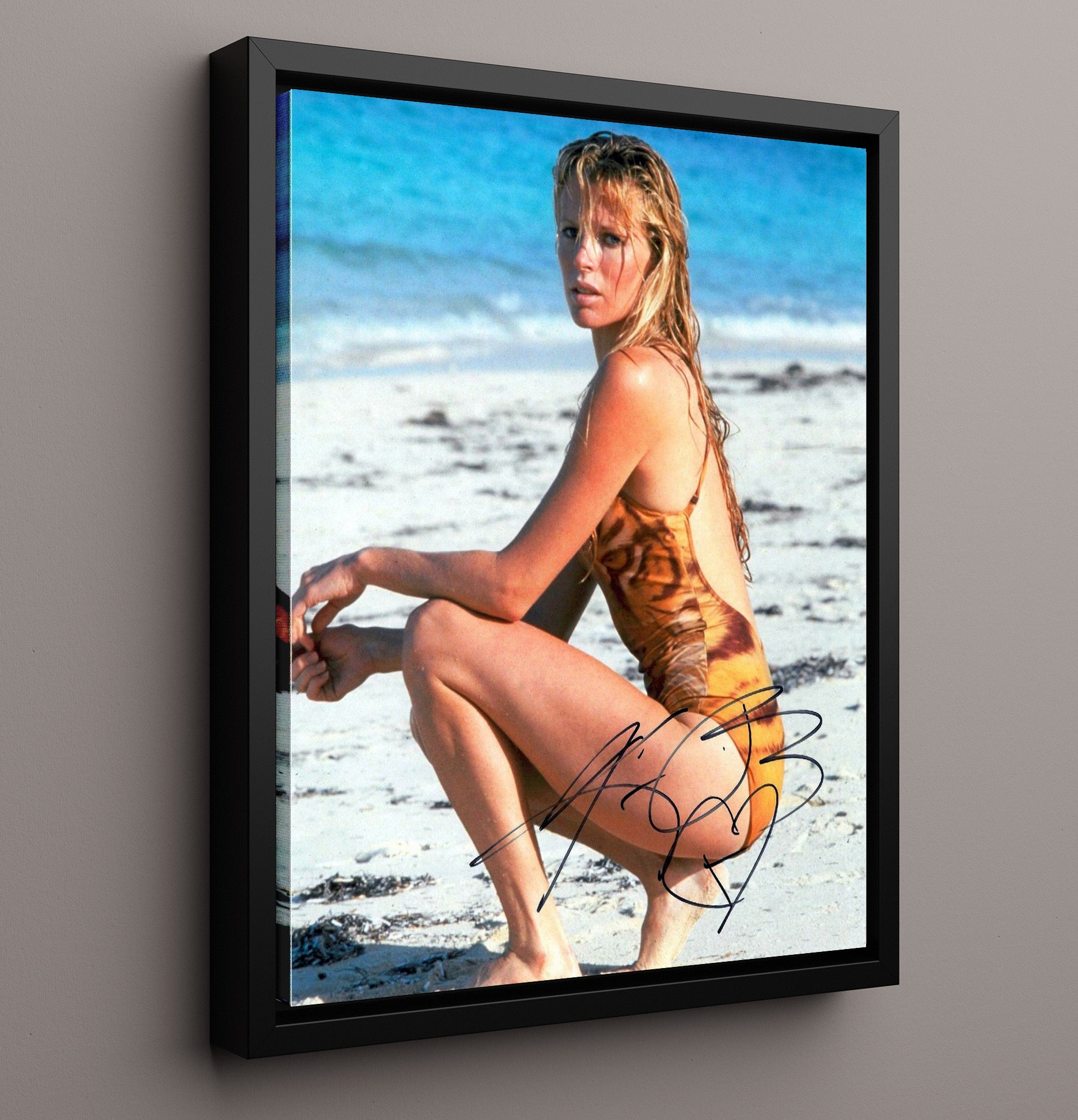 Kim Basinger - Beach Swimsuit Seaside Look Vintage Movie Wall Art - 16x20 Framed Canvas movie decor
