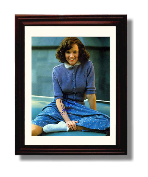 Lea Thompson - Blue Cardigan Smile Sitting movie wall art 8x10 Beveled Frame