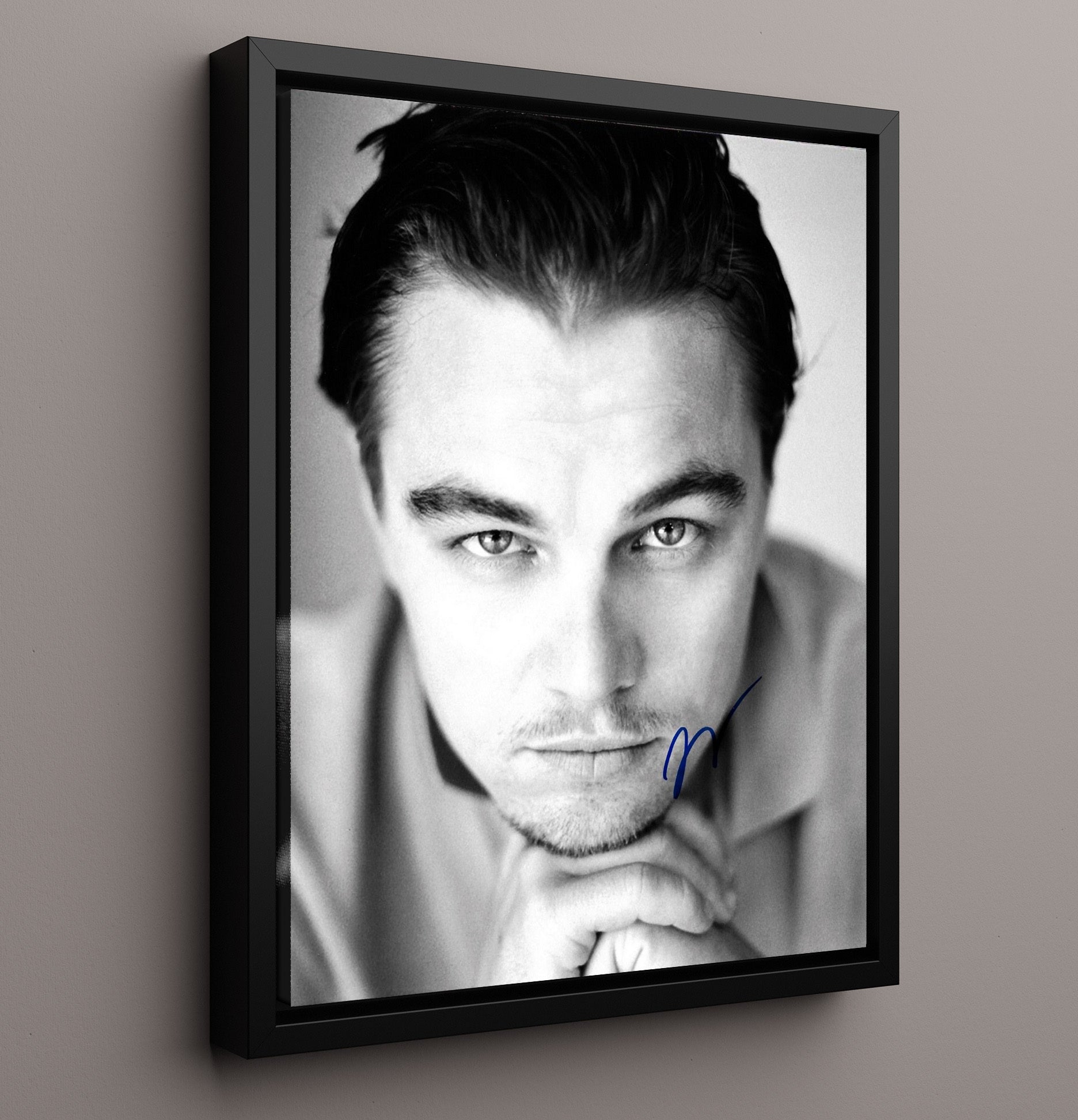 Leonardo DiCaprio - Intense Stare Vintage Movie Wall Art - 16x20 Framed Canvas movie decor