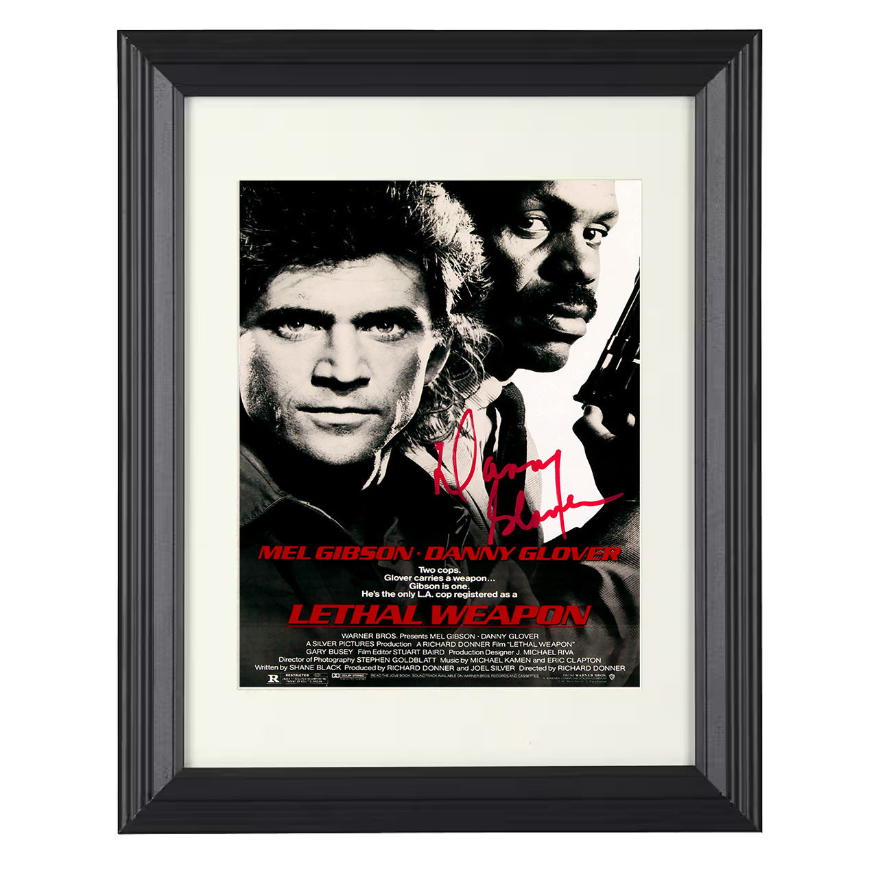 Lethal Weapon – Mel Gibson Danny Glover Buddy Cop Artwork – 8x10 black beveled framed movie wall art