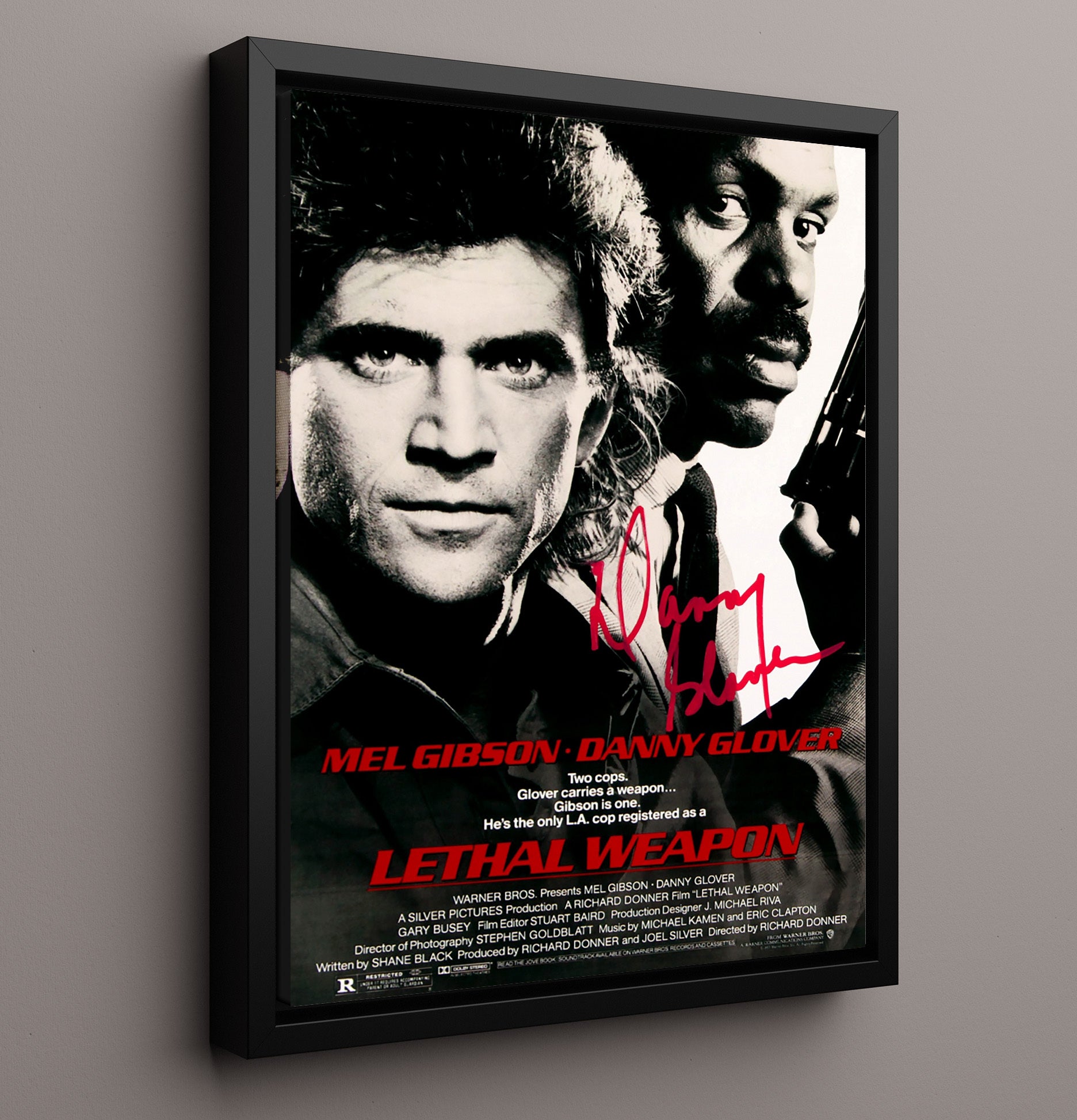 Lethal Weapon - Mel Gibson Danny Glover Buddy Cop Poster movie wall art 16x20 Framed Canvas