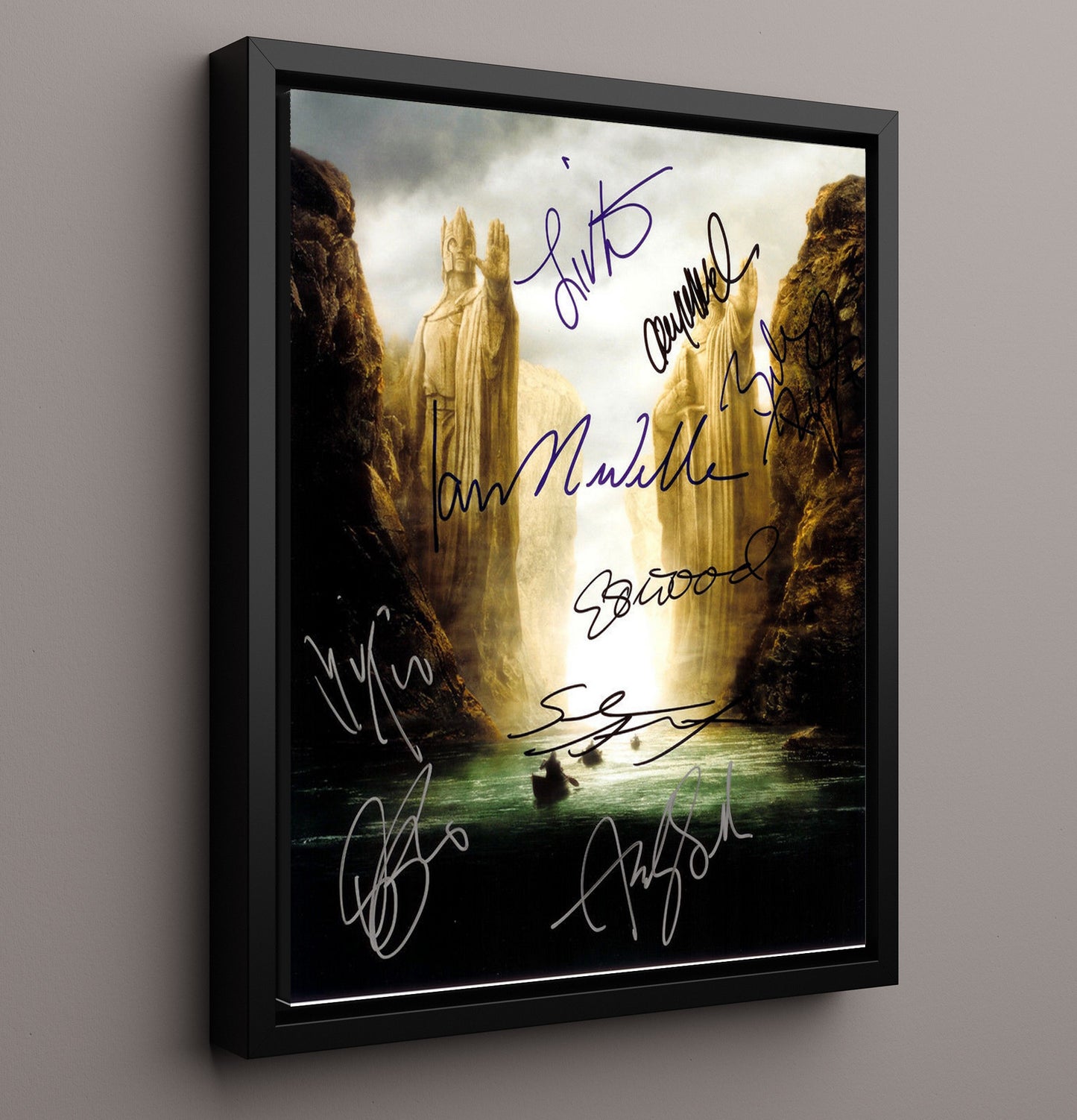 Lord of the Rings Cast - Journey Signed movie wall art 16x20 Framed Canvas