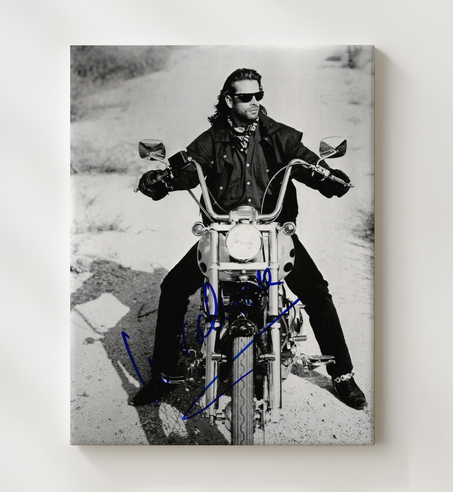 Lorenzo Lamas - Long Hair Leather Jacket Motorcycle Rider Rebel Look Vintage Movie Wall Art - 20x24 Canvas movie decor