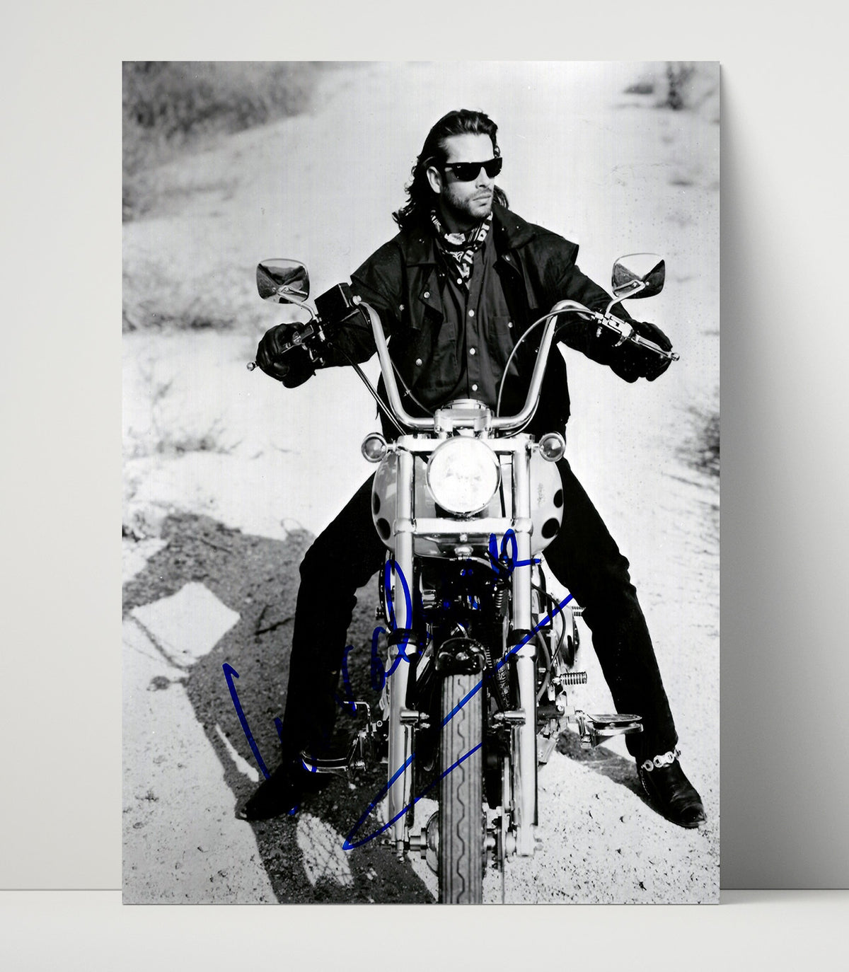 Lorenzo Lamas - Long Hair Leather Jacket Motorcycle Rider Rebel Look movie wall art 16x20 Unframed Print