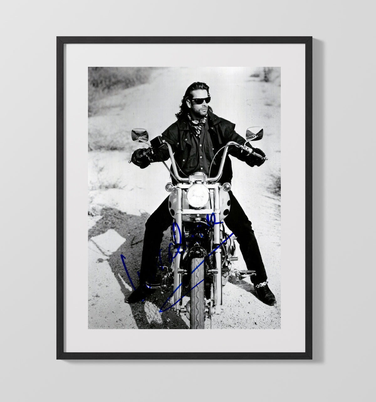 Lorenzo Lamas - Long Hair Leather Jacket Motorcycle Rider Rebel Look movie wall art 16x20 Gallery Frame