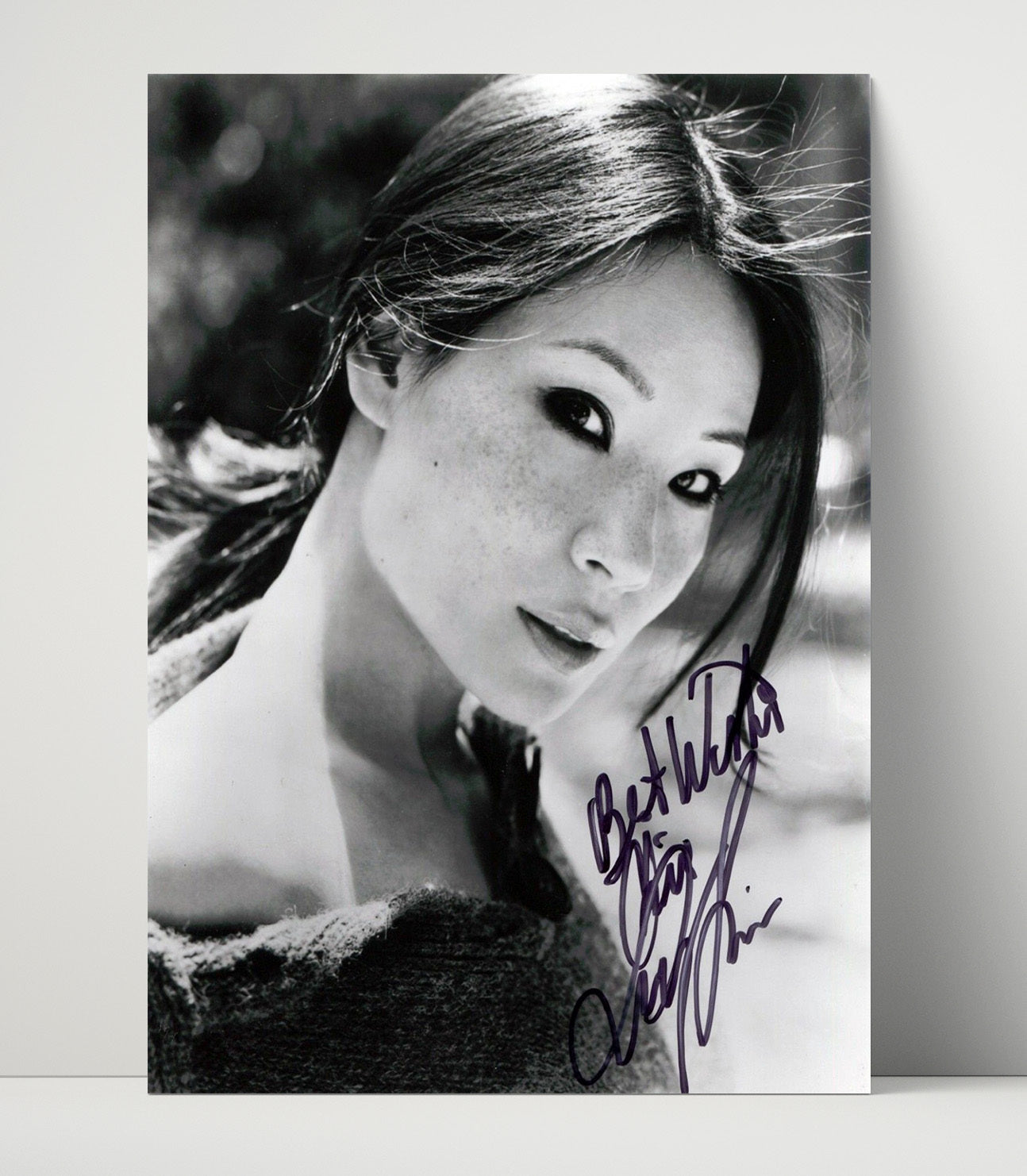 Lucy Liu - Black And White Freckled Face Soft Light Glamour Look Vintage Movie Wall Art - 16x20 Unframed Print movie decor