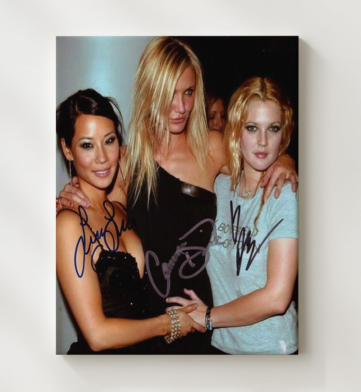 Lucy Liu Cameron Diaz and Drew Barrymore - Charlies Angels Trio Event Photo movie wall art 8x10 Beveled Frame