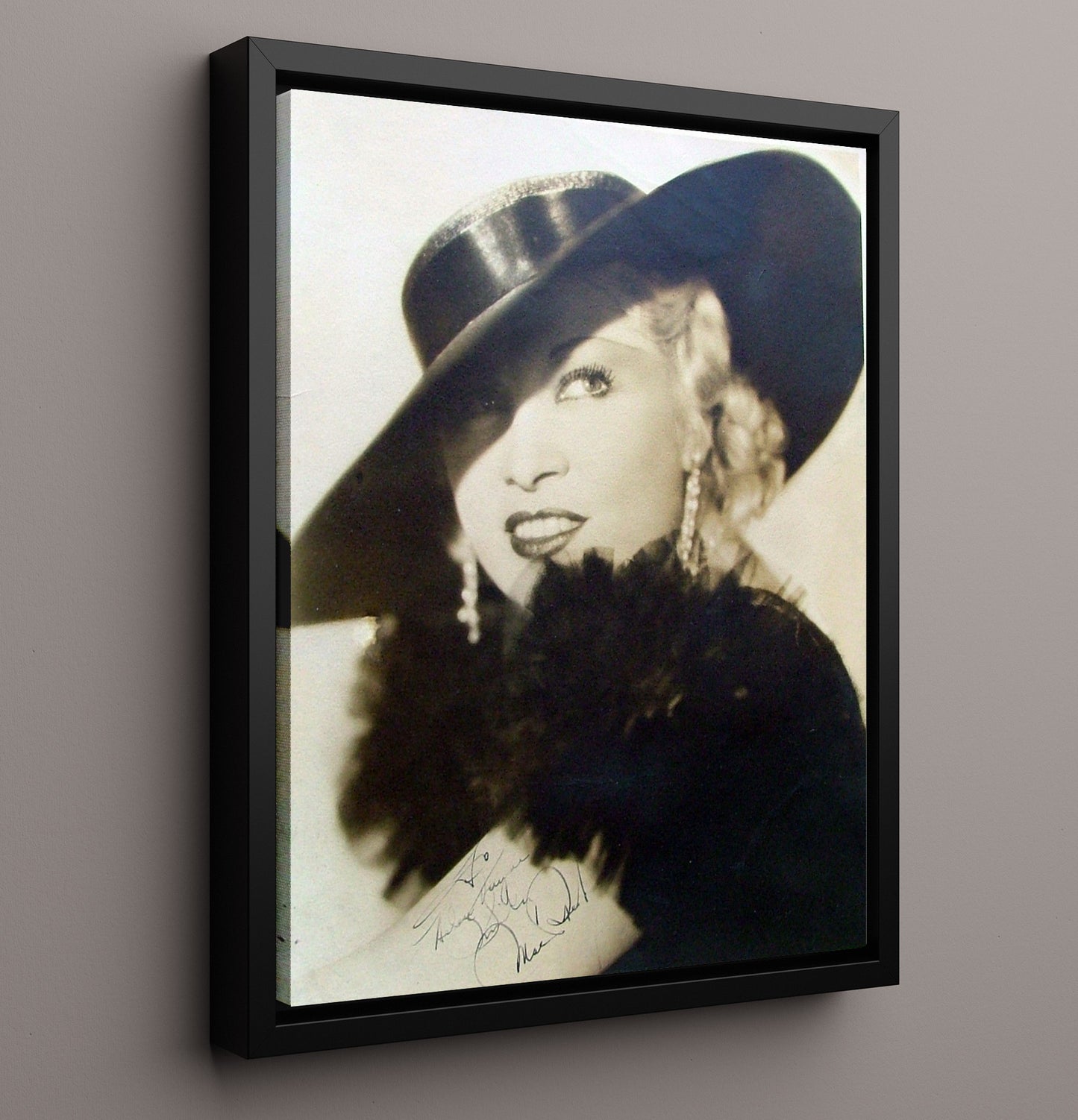 Mae West - Feather Boa Wide Hat Classic Hollywood Glamour Look Vintage Movie Wall Art - 16x20 Framed Canvas movie decor
