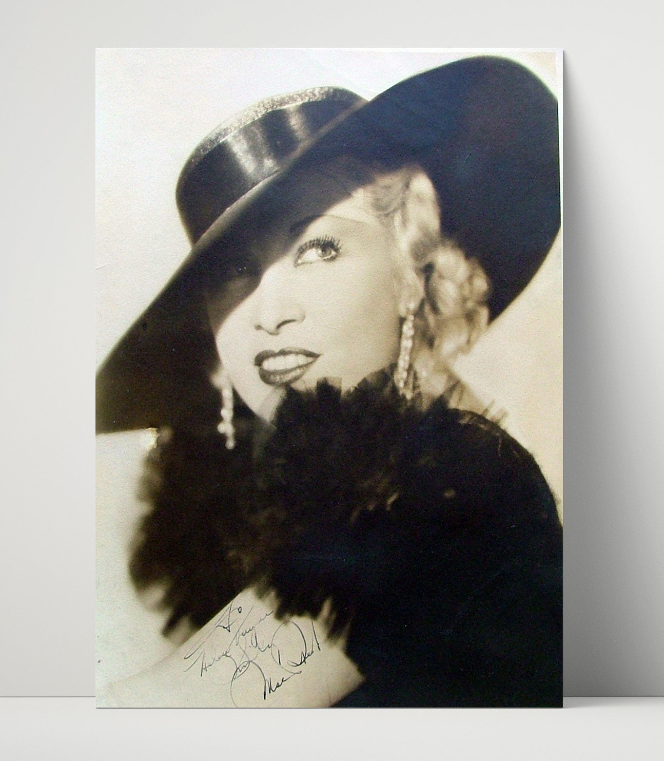 Mae West - Feather Boa Wide Hat Classic Hollywood Glamour Look Vintage Movie Wall Art - 16x20 Unframed Print movie decor
